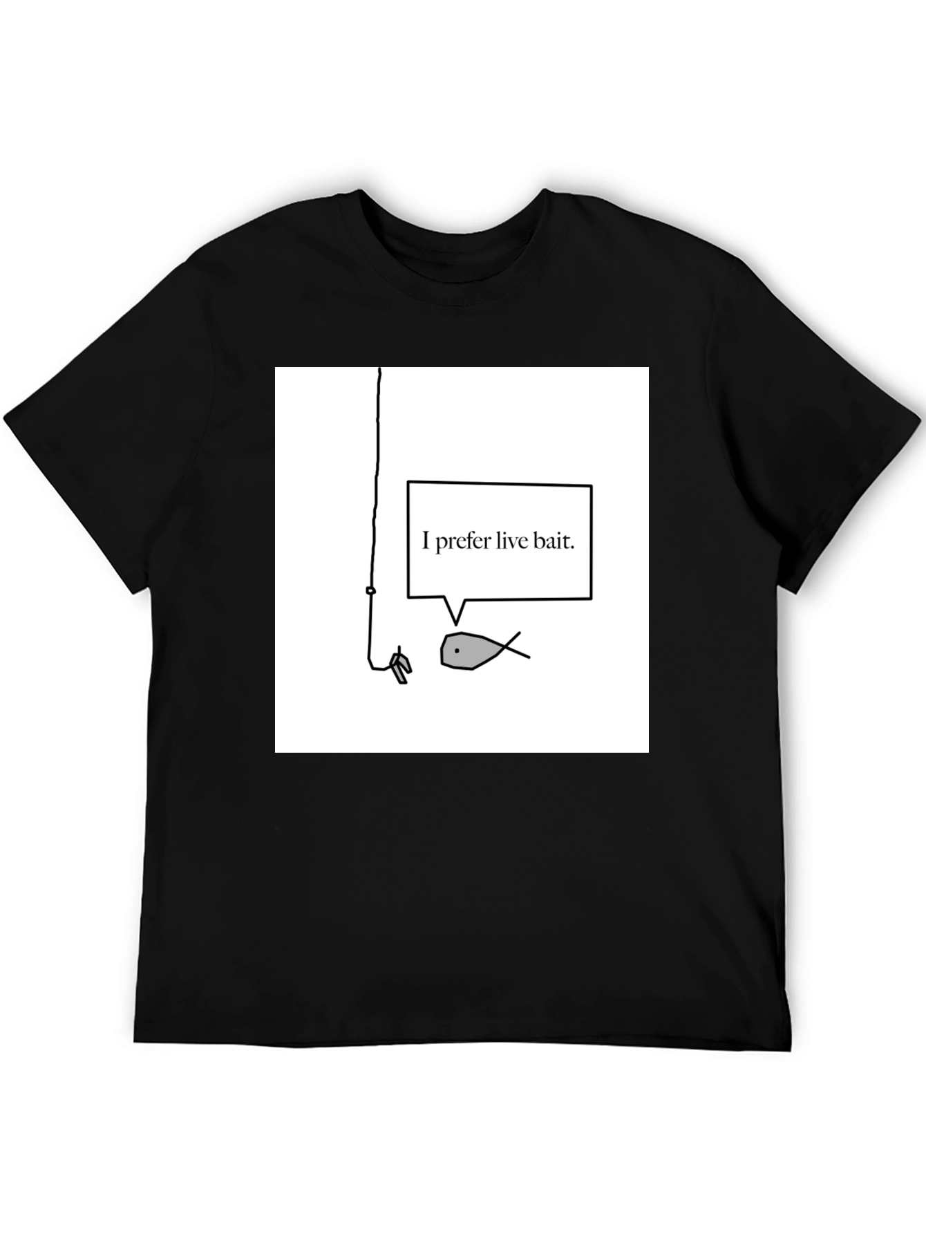 Live Bait Fish Graphic Tee - Black Cotton Shirt