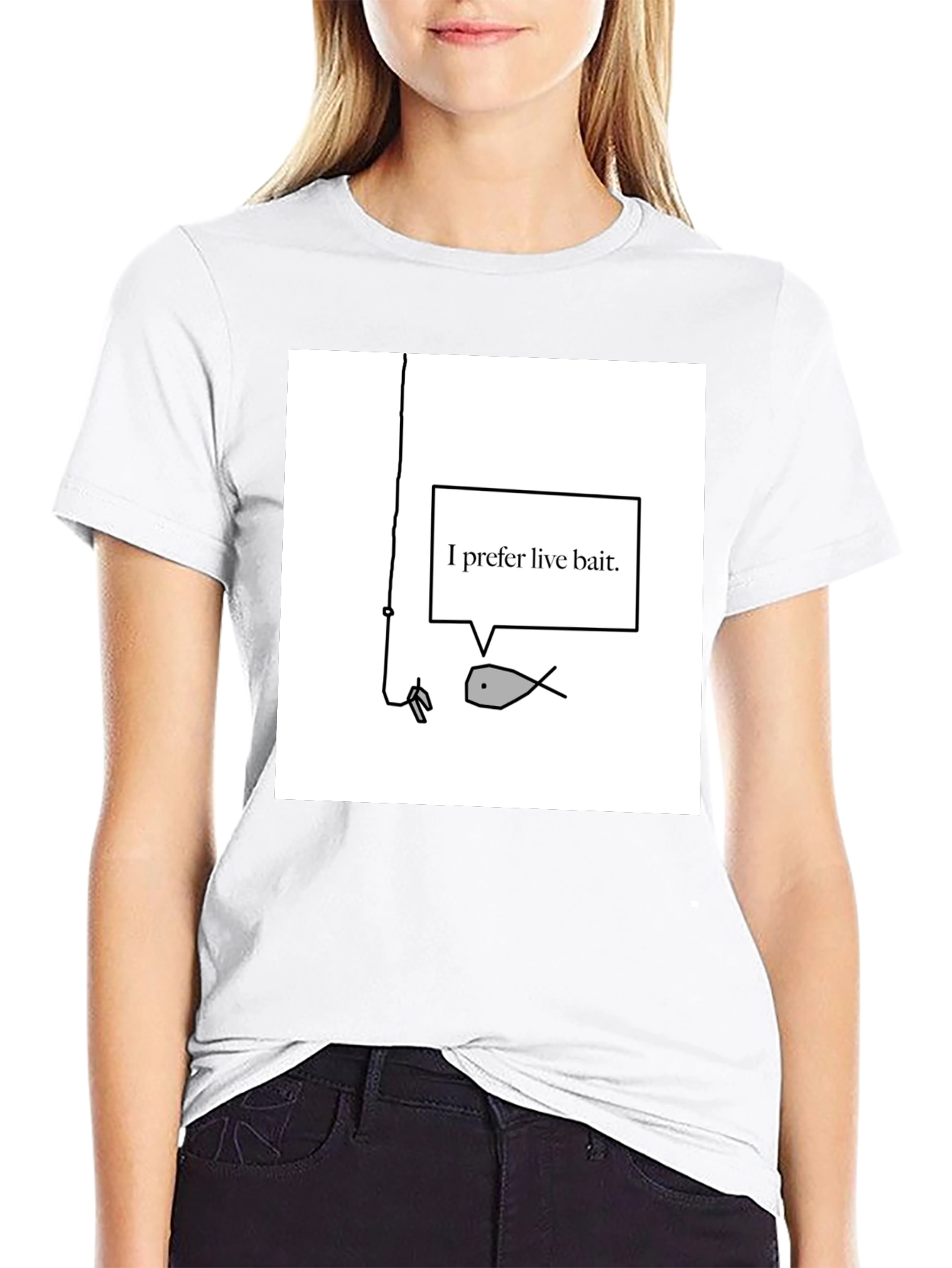 Live Bait Fish Graphic Tee - Black Cotton Shirt