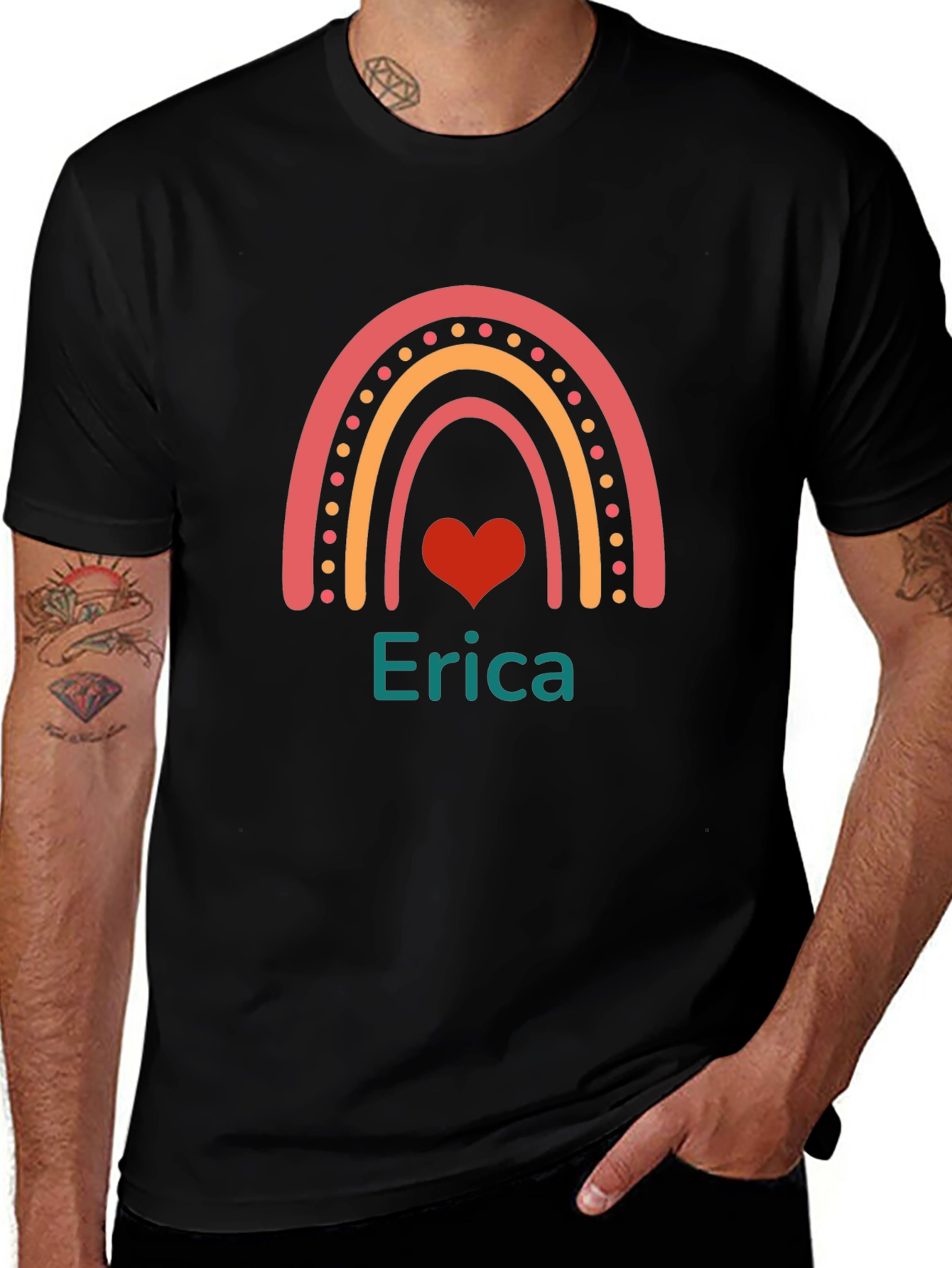 Erica Rainbow Heart Personalized T-Shirt
