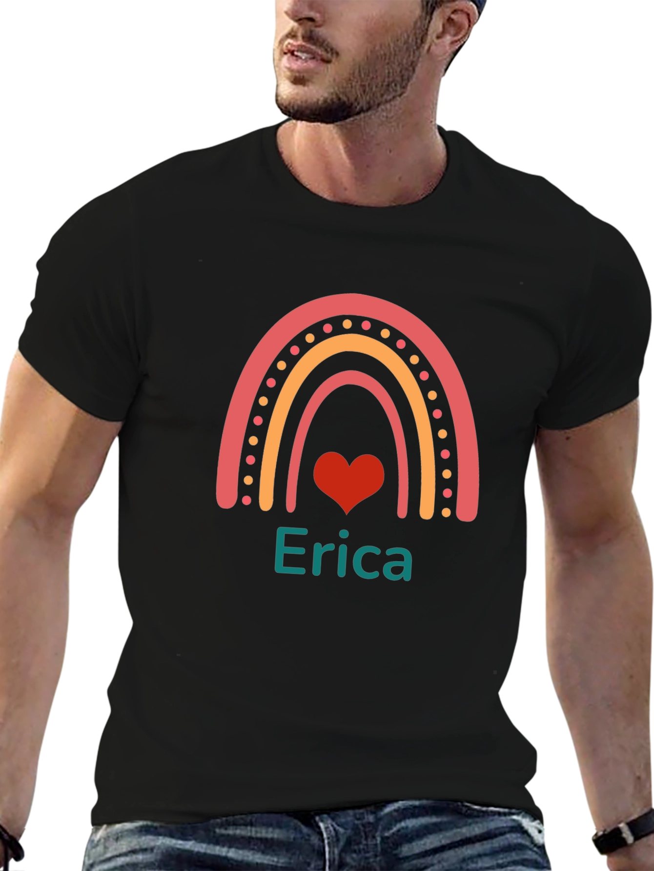 Erica Rainbow Heart Personalized T-Shirt