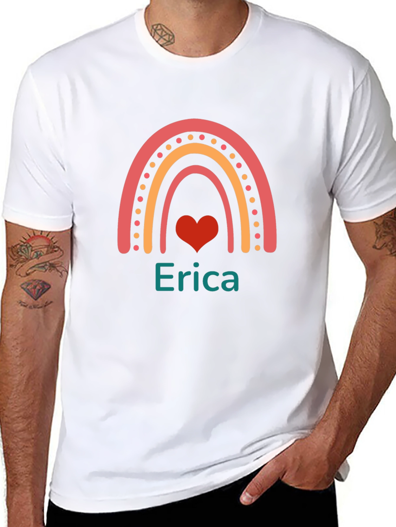 Erica Rainbow Heart Personalized T-Shirt