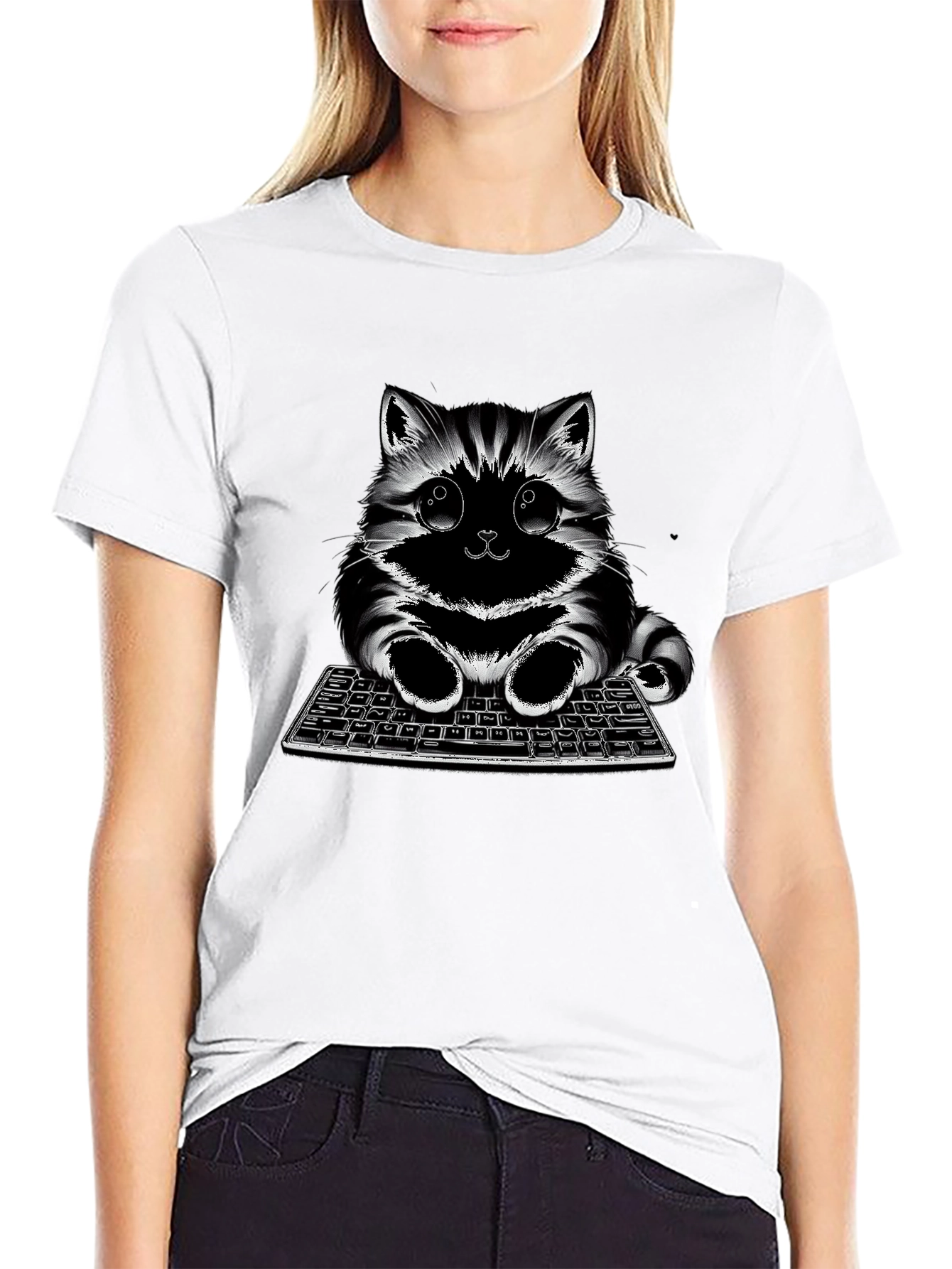 Cute Cat Keyboard Graphic Tee