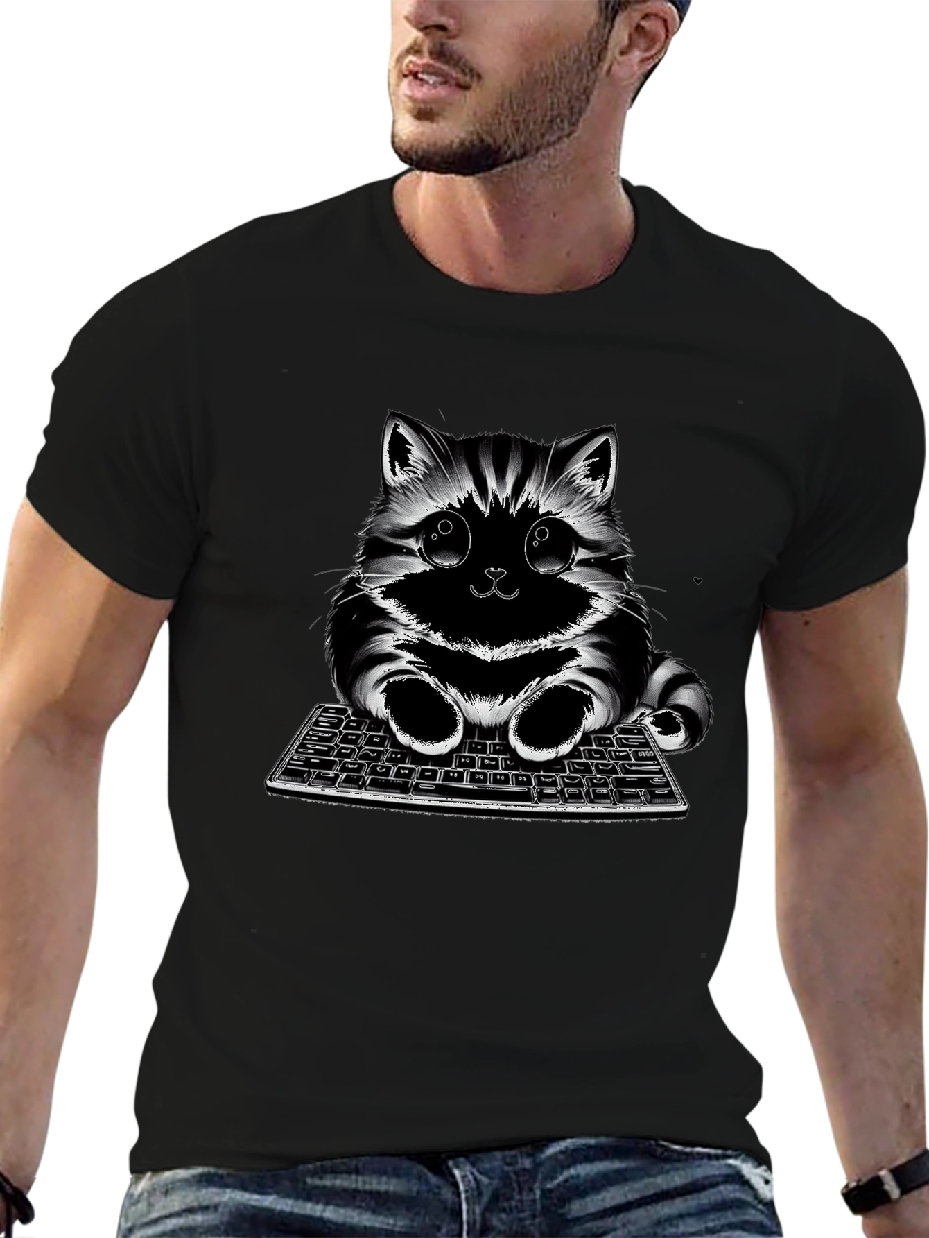 Cute Cat Keyboard Graphic Tee
