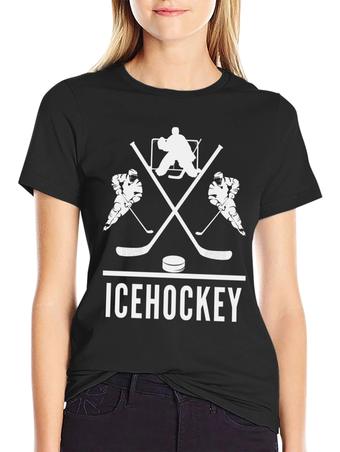 Ice Hockey Graphic T-Shirt - Black Cotton Tee