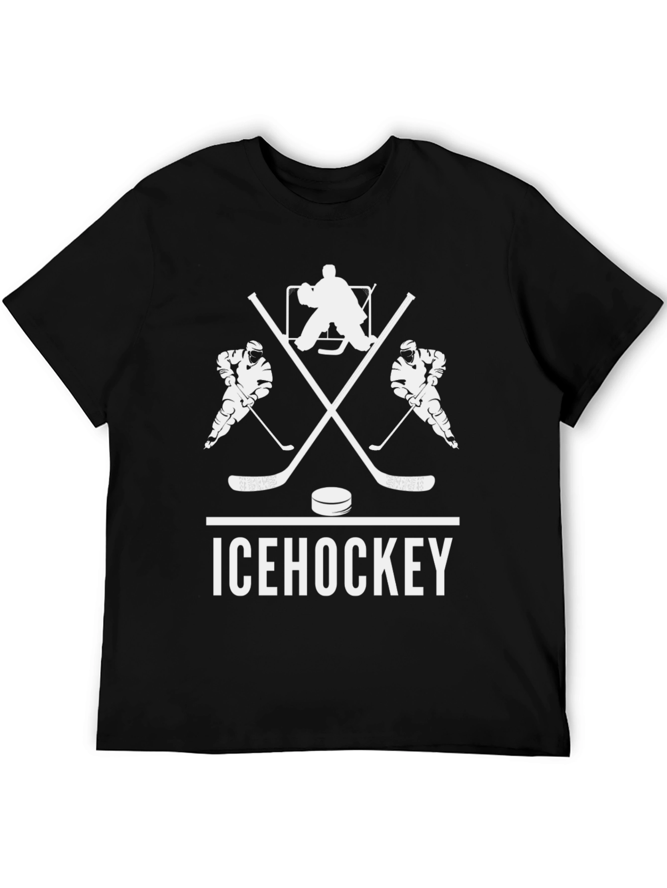 Ice Hockey Graphic T-Shirt - Black Cotton Tee