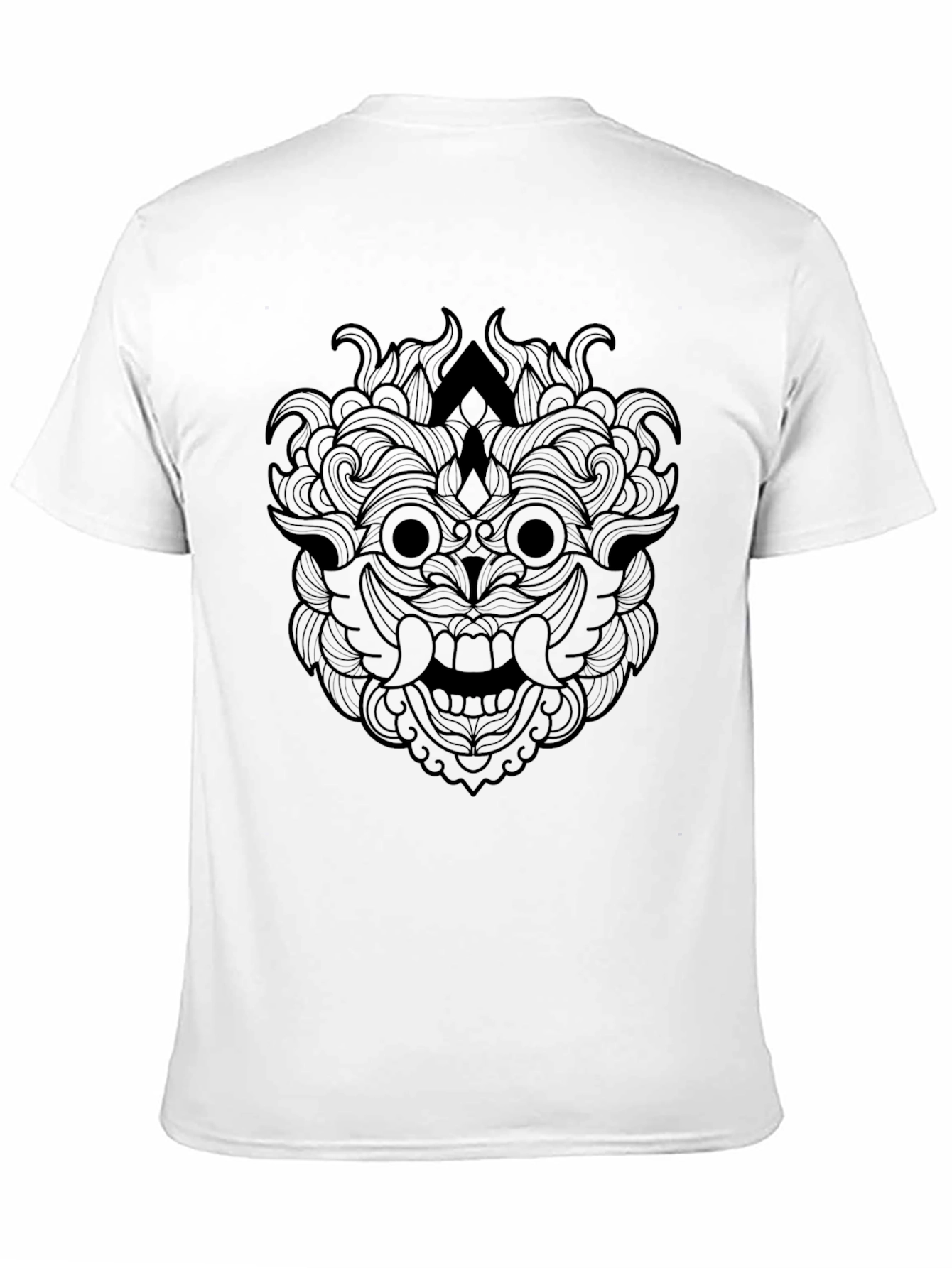 Black Graphic Tee - Intricate Mask Design