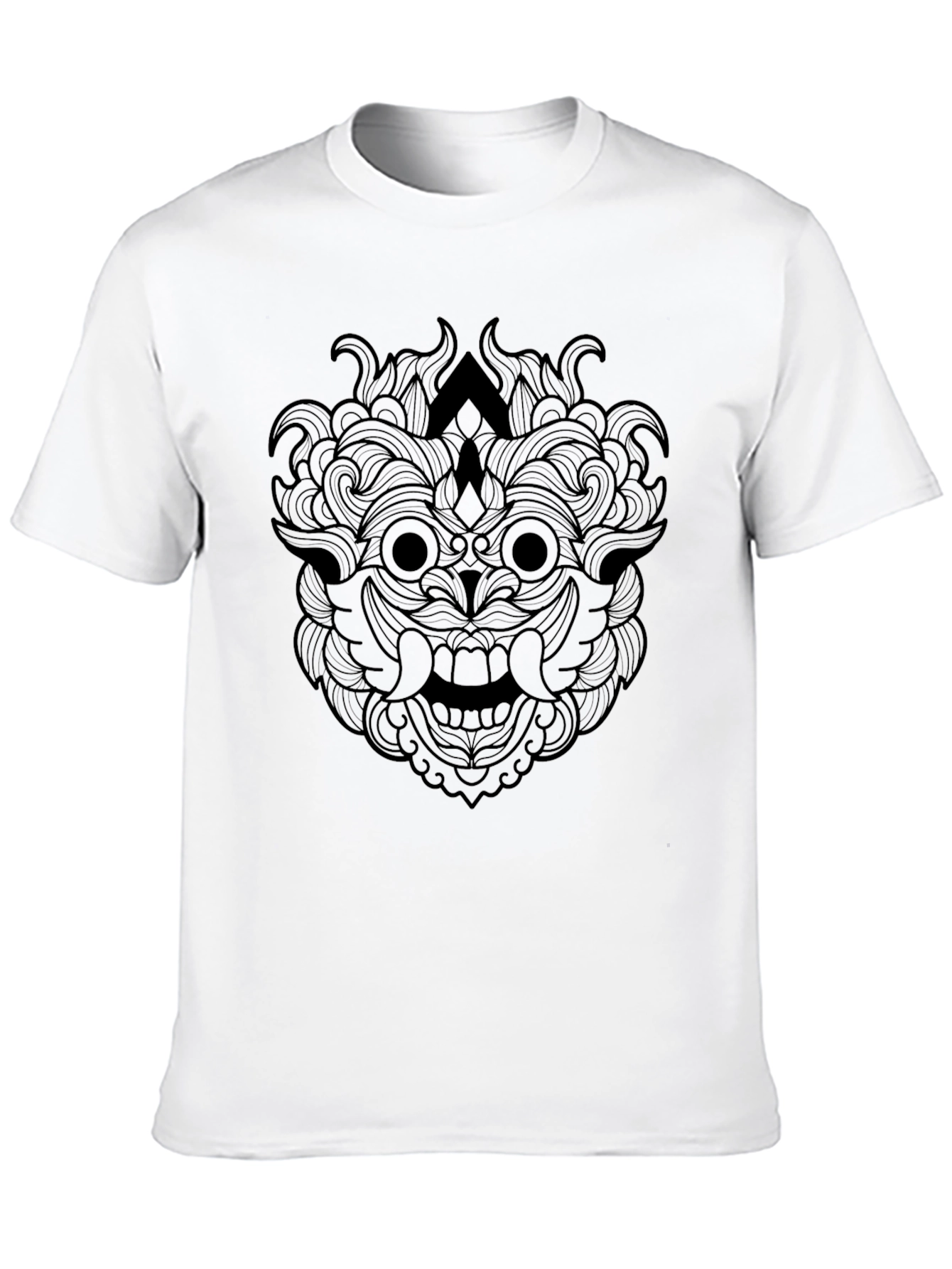 Black Graphic Tee - Intricate Mask Design