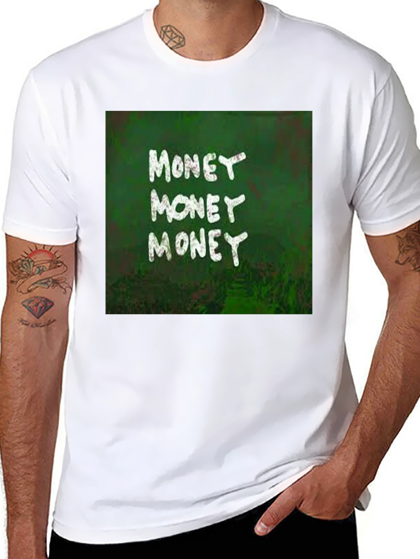 Money Graphic Print Black T-Shirt