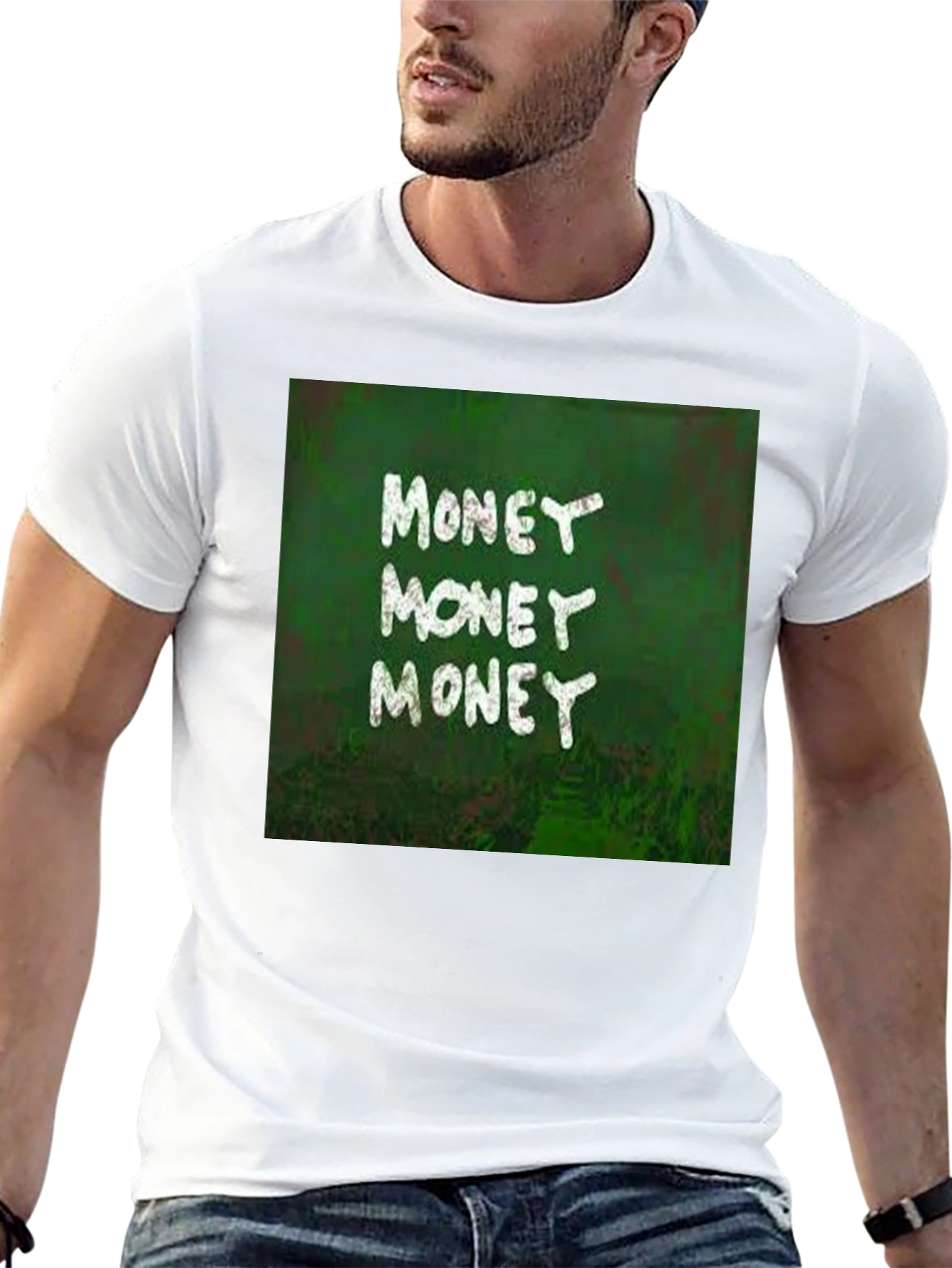 Money Graphic Print Black T-Shirt