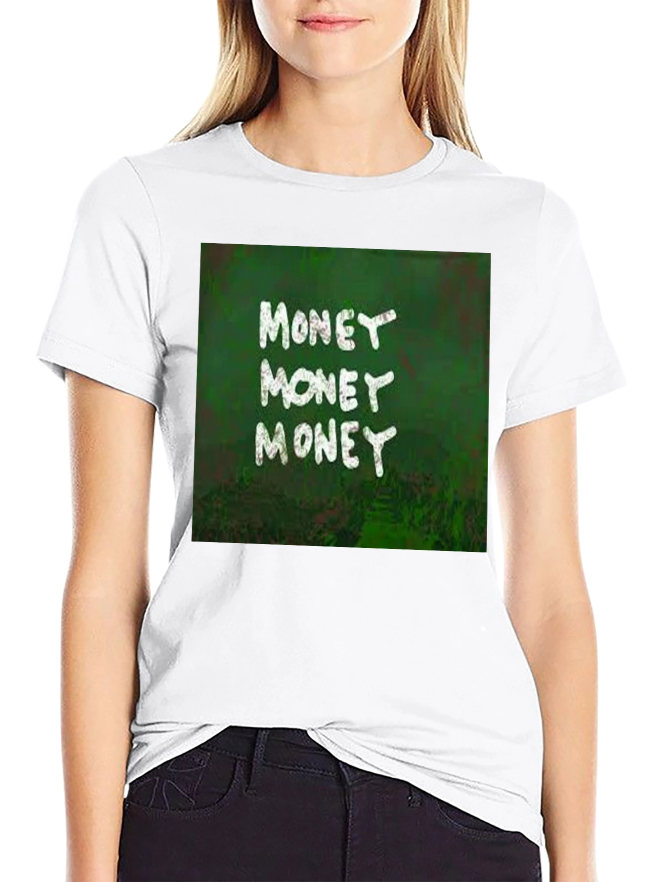 Money Graphic Print Black T-Shirt