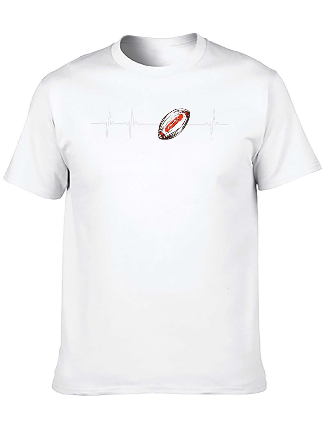 Football Heartbeat Graphic Tee - Black Cotton T-Shirt
