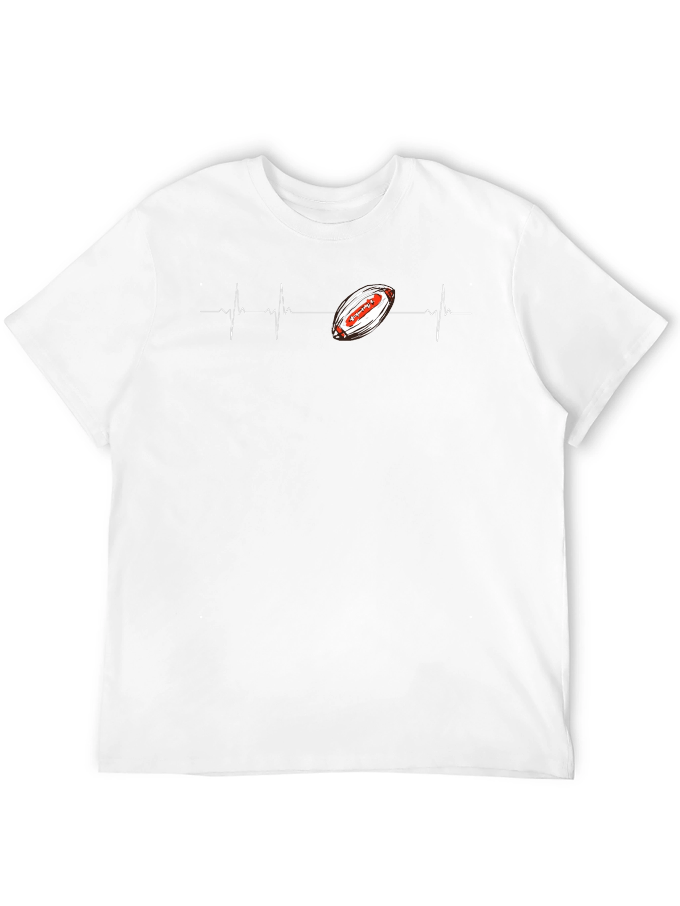 Football Heartbeat Graphic Tee - Black Cotton T-Shirt