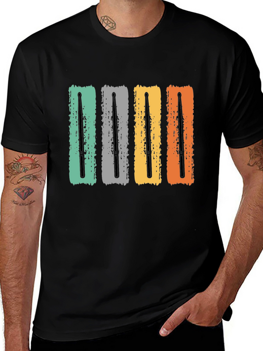 Retro Drum Sticks T-Shirt - Vintage Percussion Tee