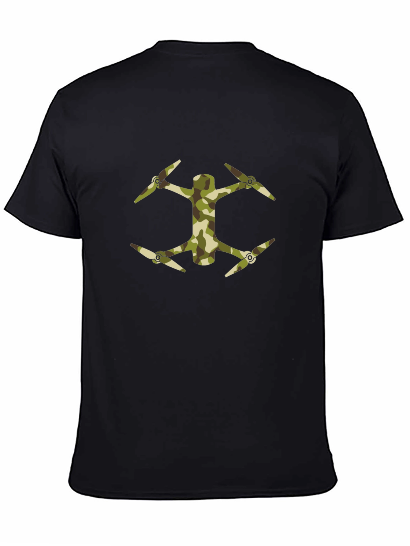 Camo Drone Graphic Tee - Black Casual Style
