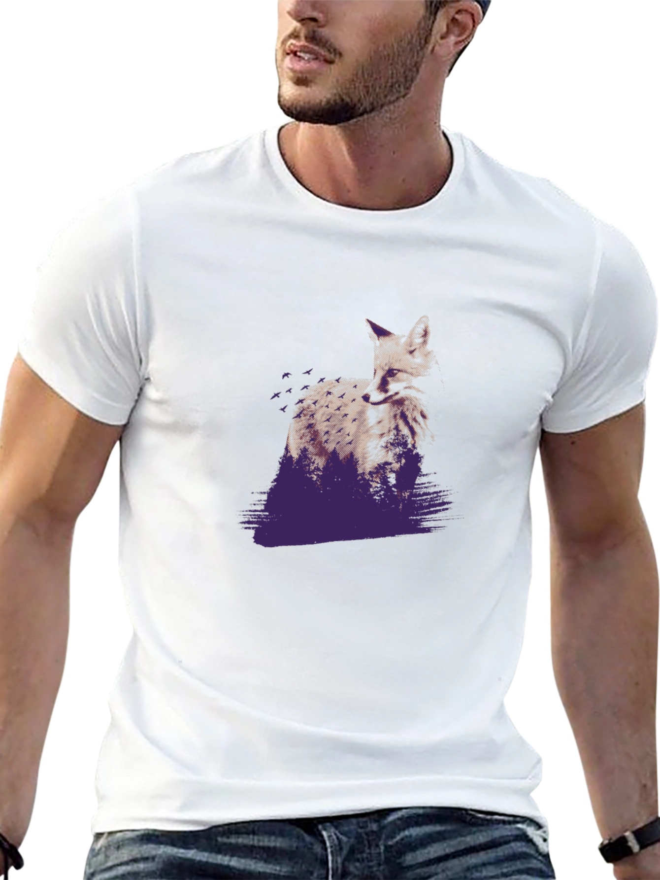 Fox Graphic Black T-Shirt - Nature Inspired Design