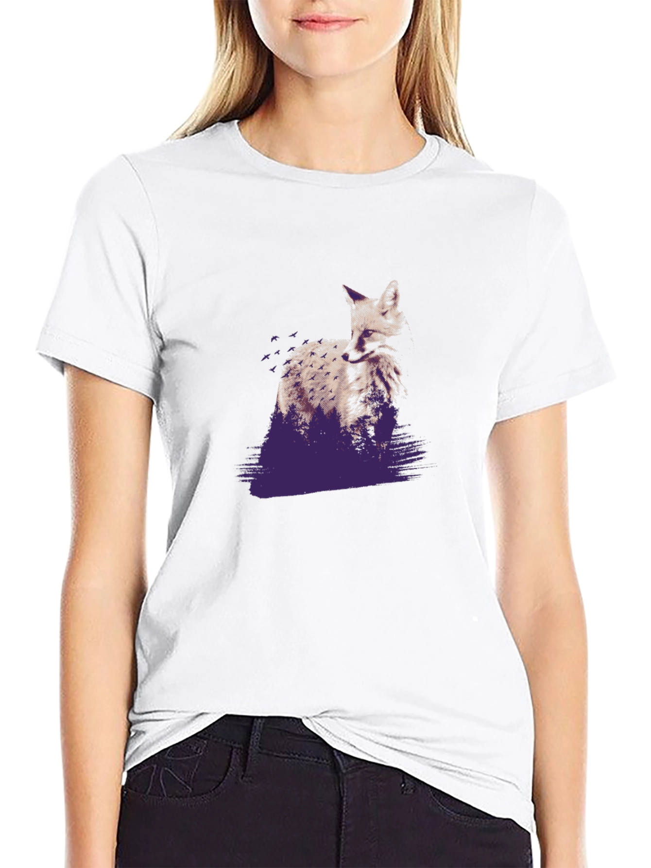 Fox Graphic Black T-Shirt - Nature Inspired Design