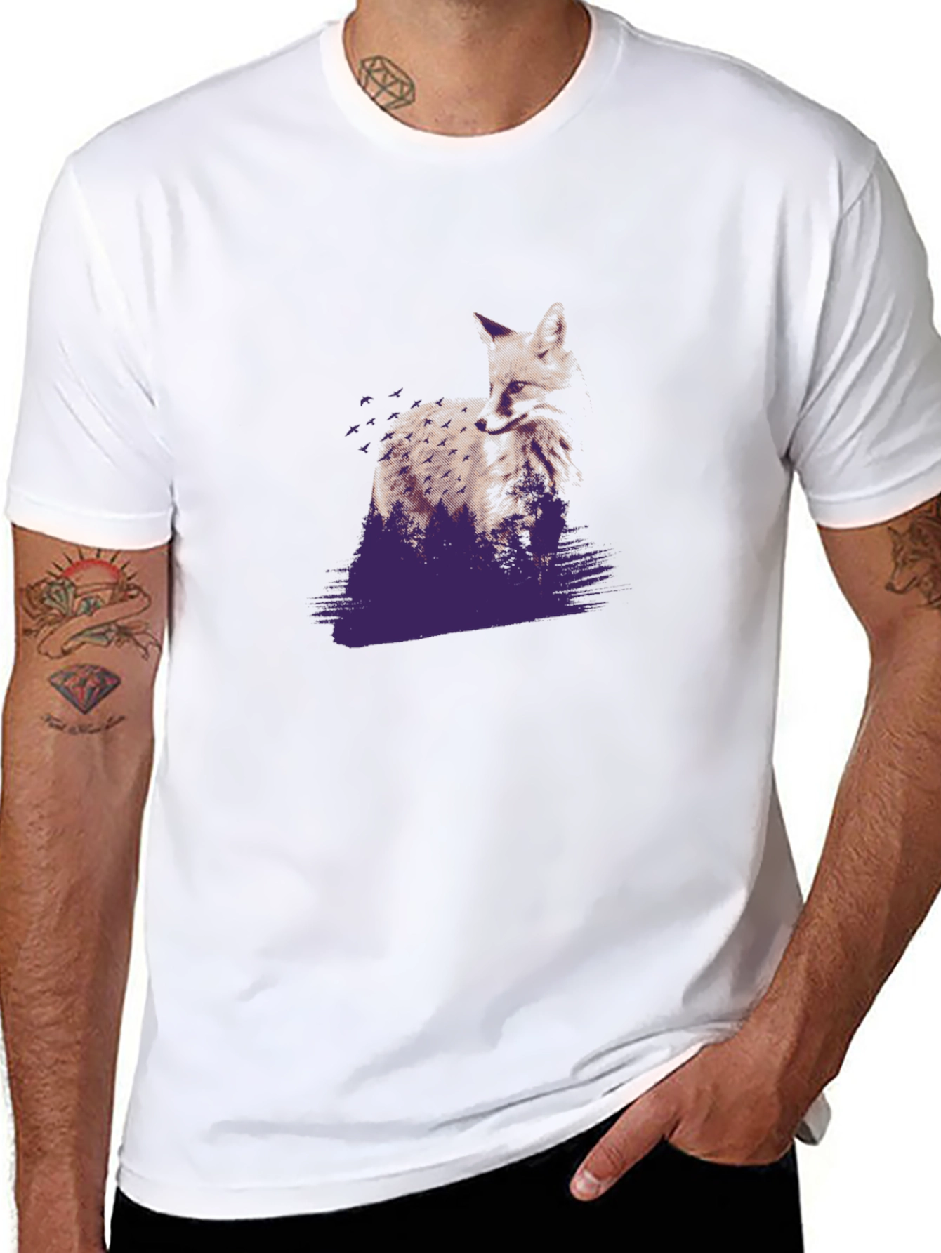 Fox Graphic Black T-Shirt - Nature Inspired Design