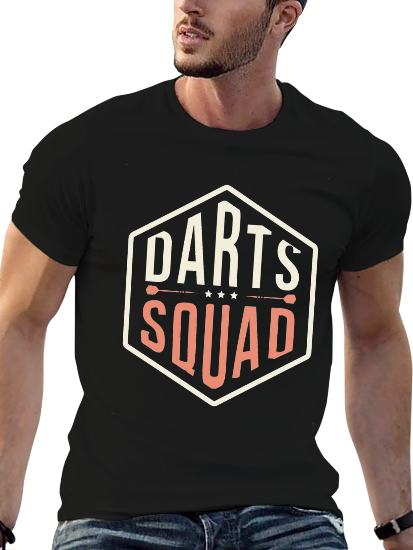 Darts Squad Graphic Tee - Black Cotton T-Shirt