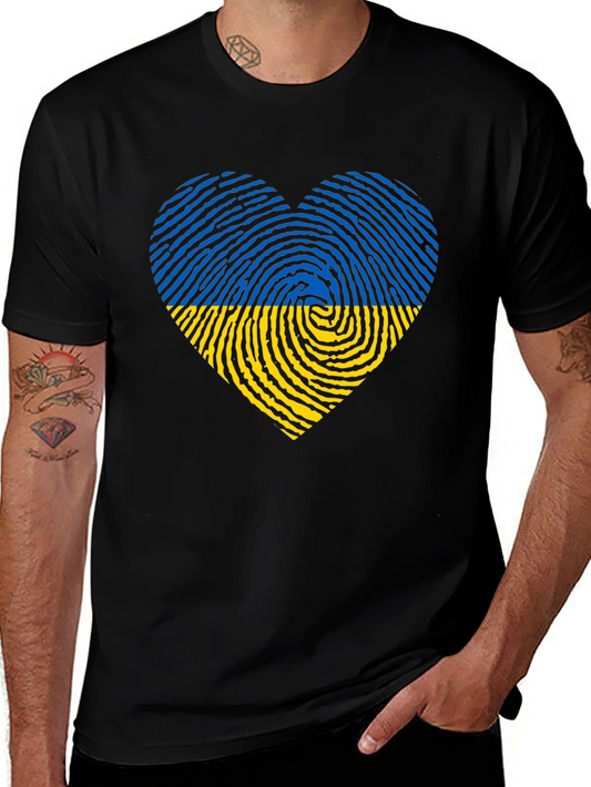 Ukraine Flag Heart Black T-Shirt