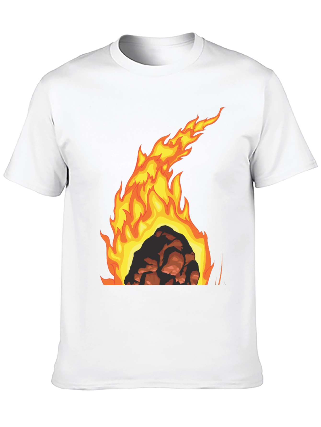 Fiery Rock Graphic Tee - Bold Black T-Shirt