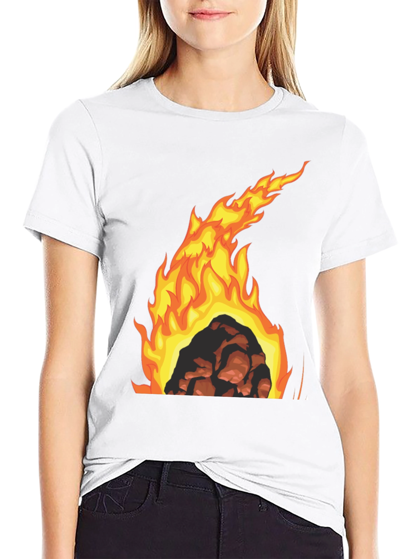 Fiery Rock Graphic Tee - Bold Black T-Shirt