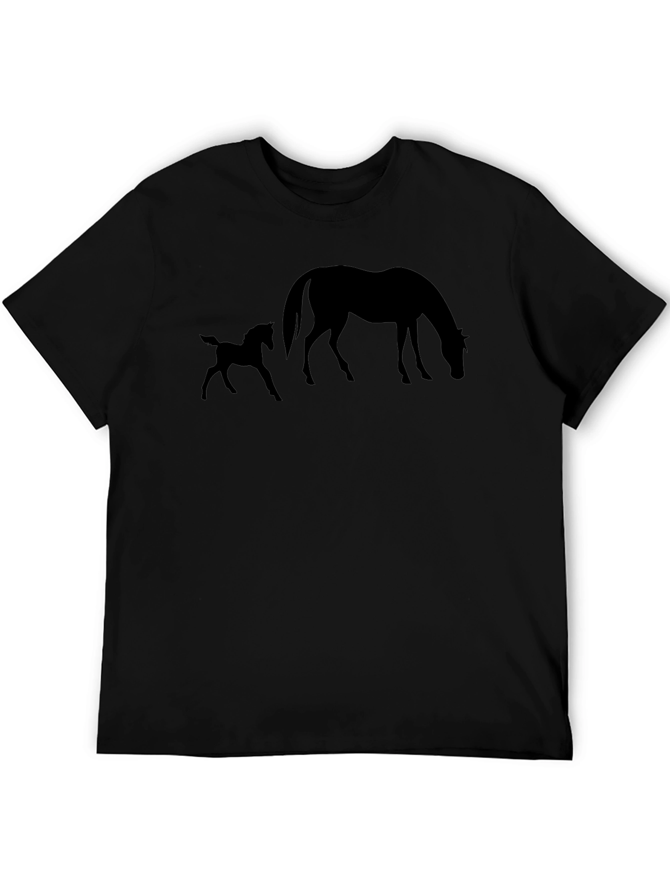 Black Horse and Foal Silhouette Graphic Tee