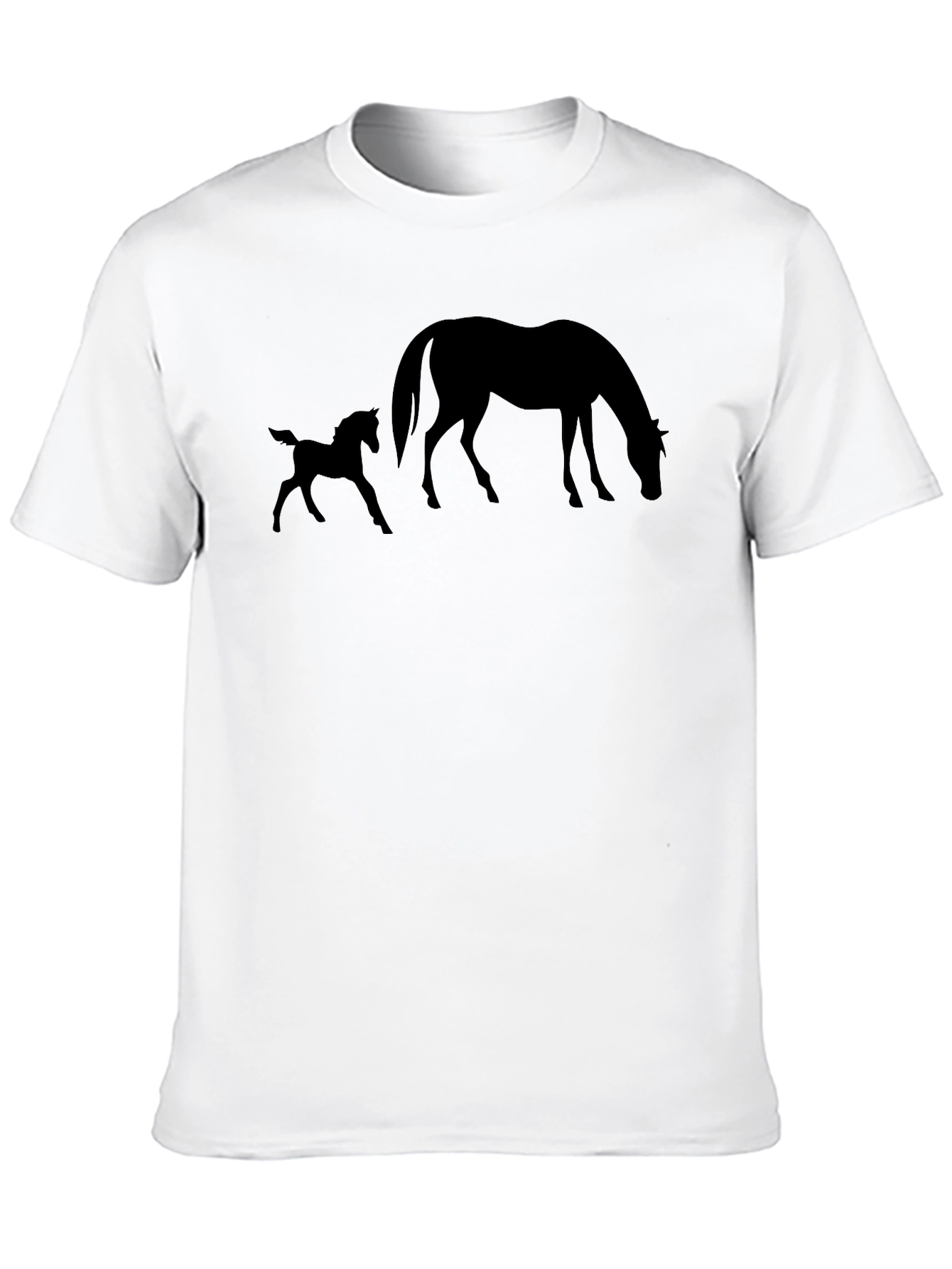 Black Horse and Foal Silhouette Graphic Tee