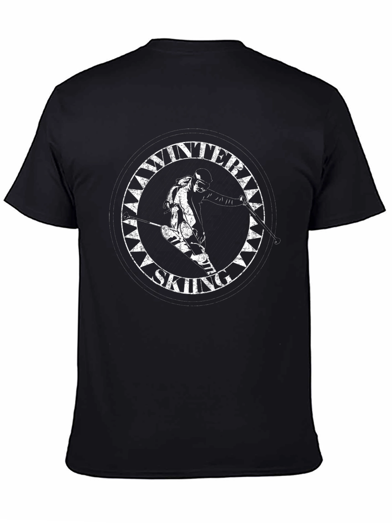 Winter Skiing Graphic T-Shirt - Black