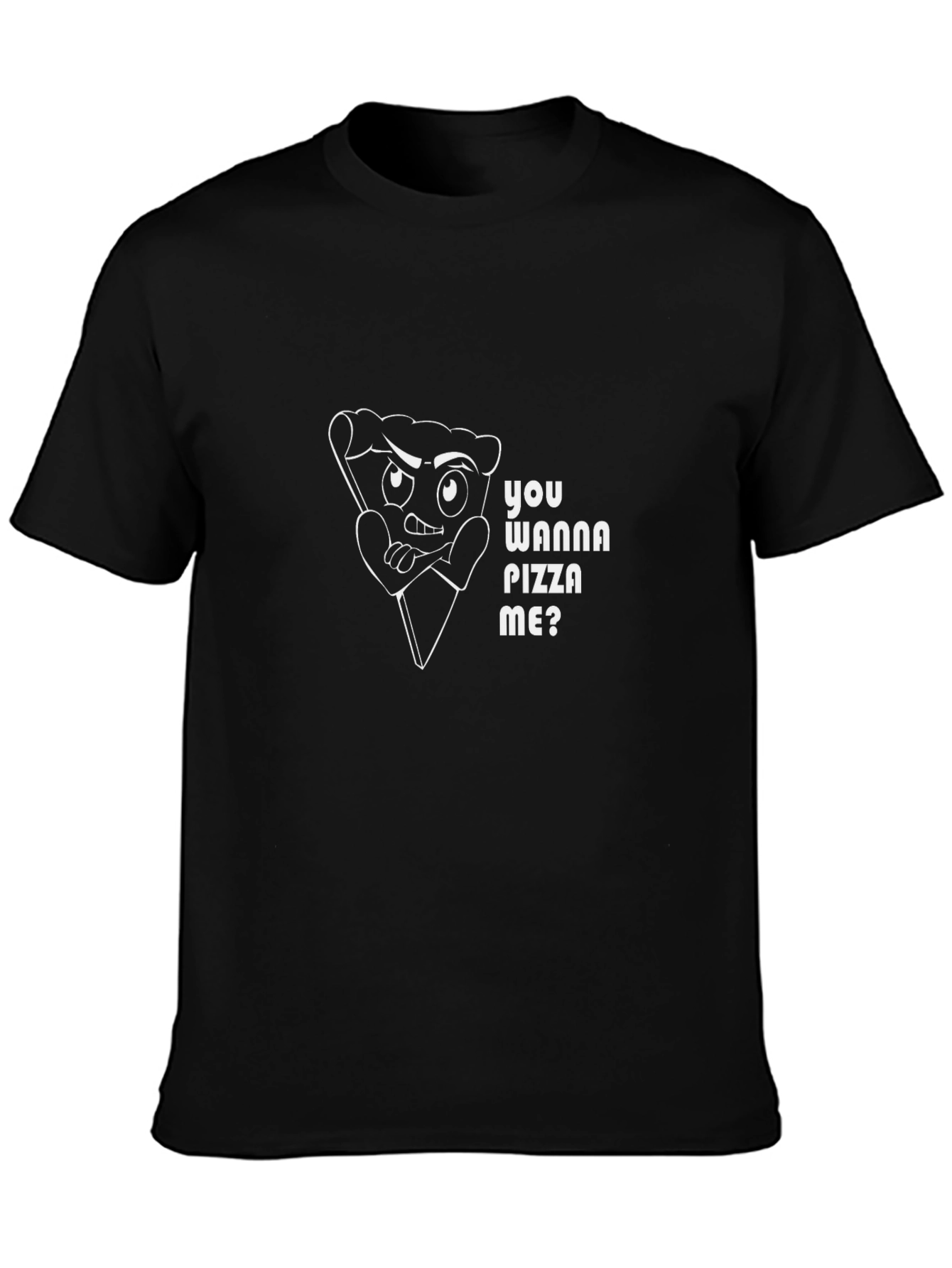 Pizza Pun Black T-Shirt - You Wanna Pizza Me?