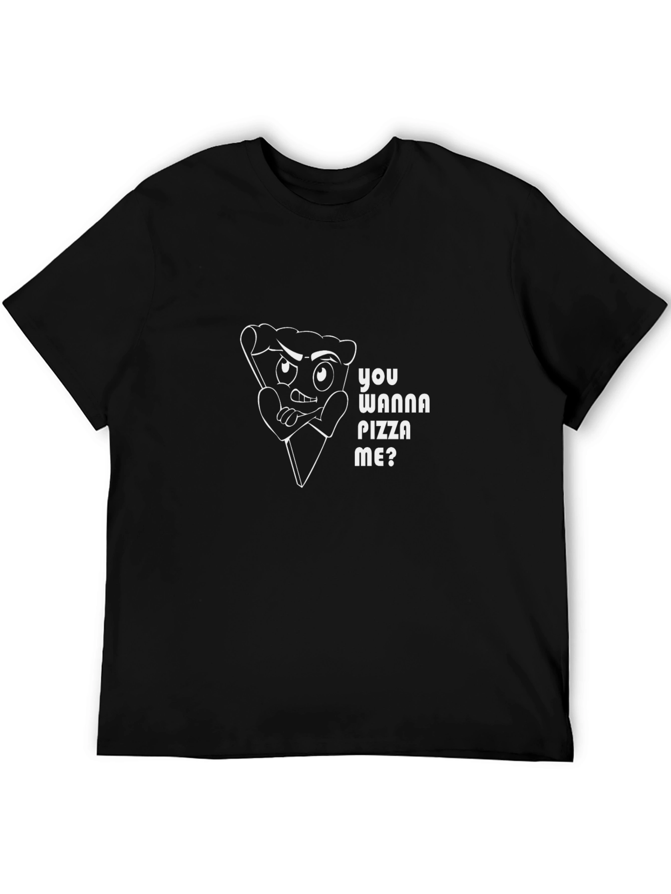 Pizza Pun Black T-Shirt - You Wanna Pizza Me?