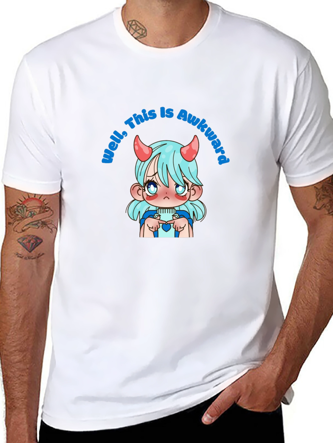 Awkward Anime Girl Graphic T-Shirt - Black