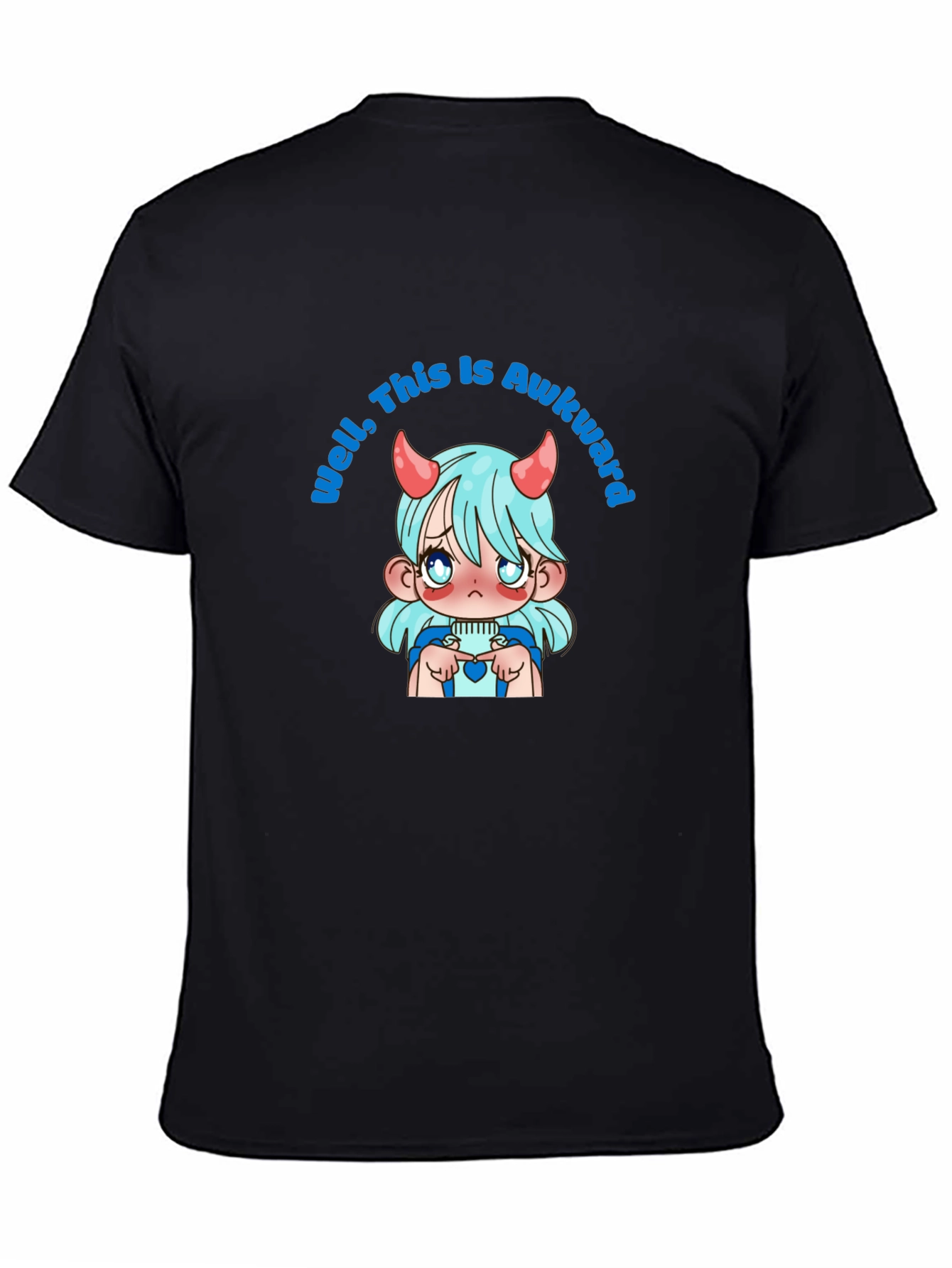 Awkward Anime Girl Graphic T-Shirt - Black
