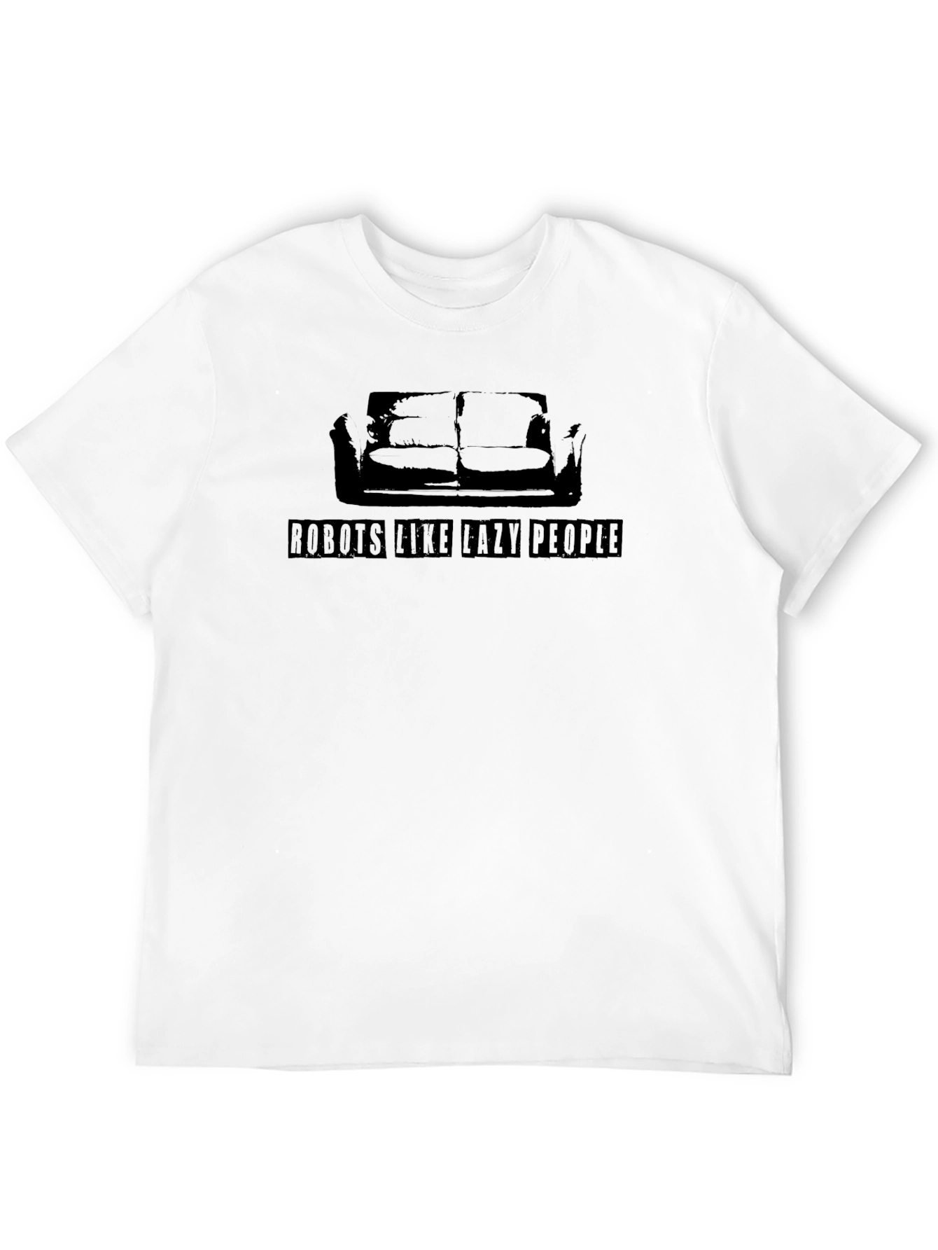 Robots Like Lazy People Black T-Shirt