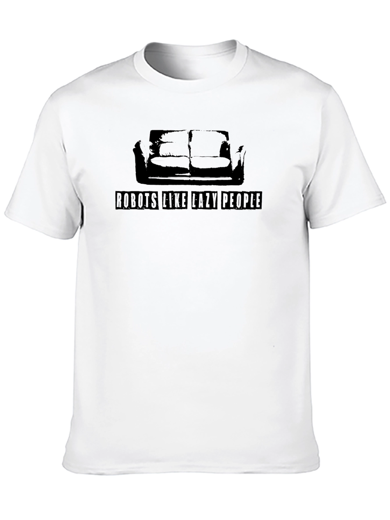 Robots Like Lazy People Black T-Shirt