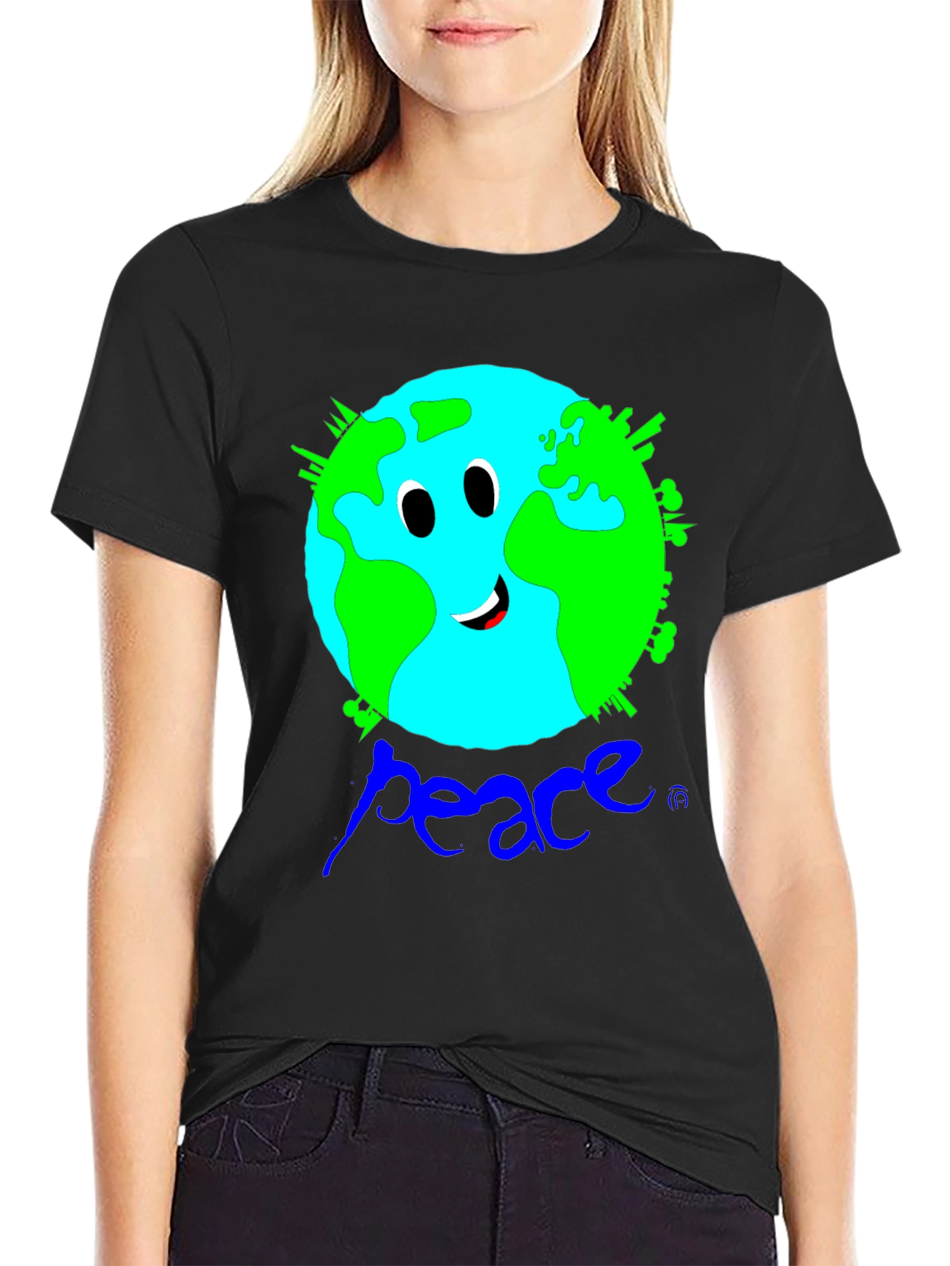 Earth Peace Graphic Black T-Shirt