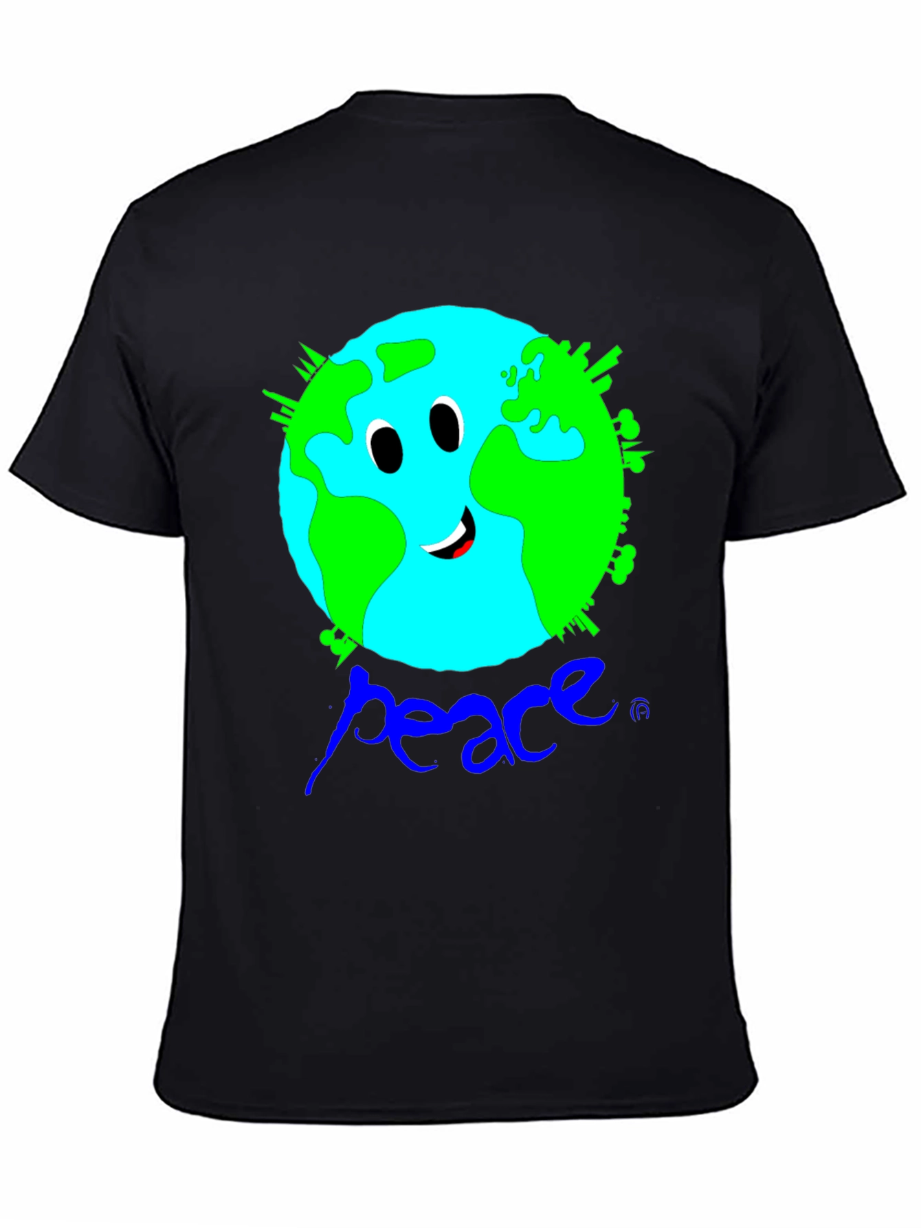 Earth Peace Graphic Black T-Shirt