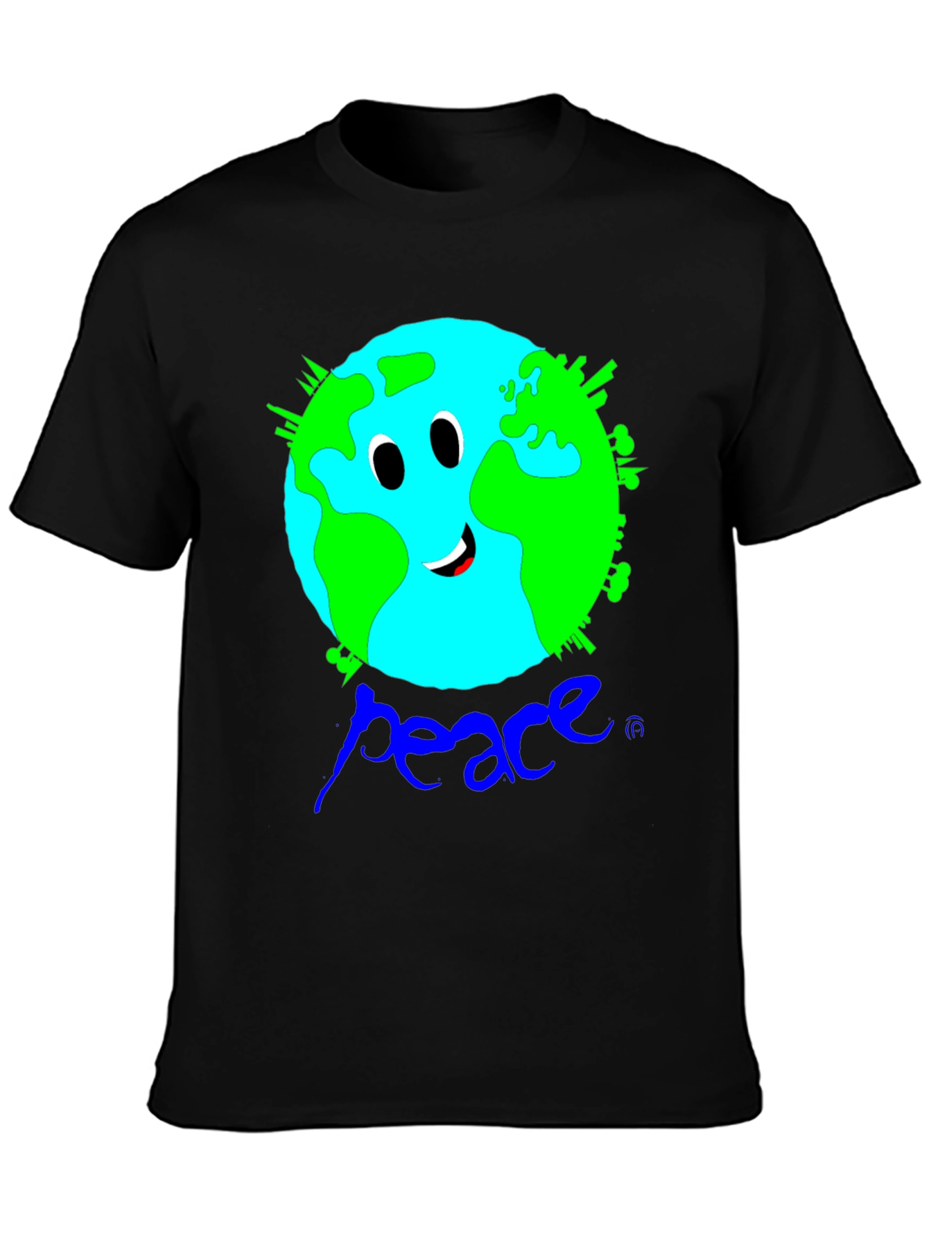 Earth Peace Graphic Black T-Shirt