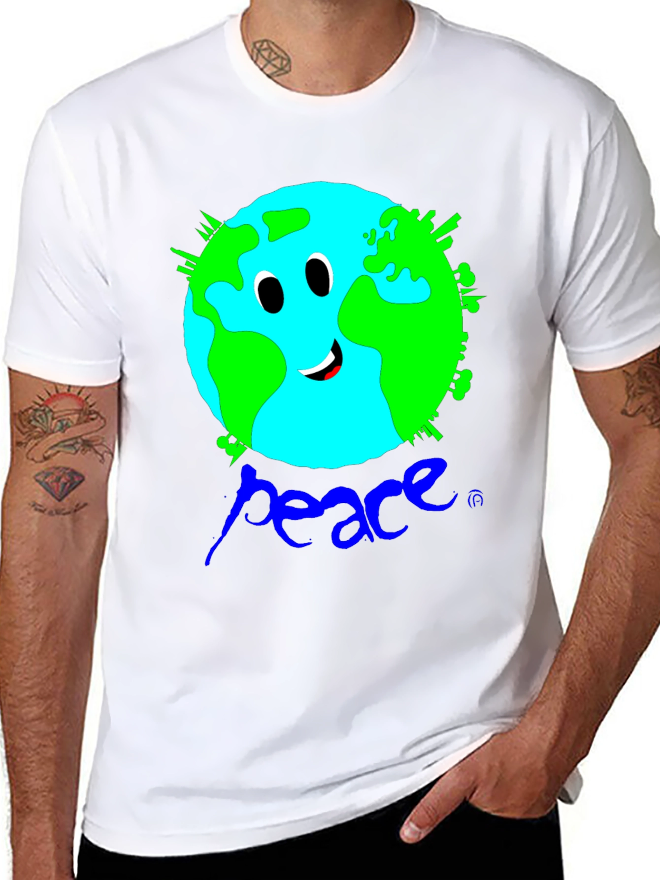 Earth Peace Graphic Black T-Shirt