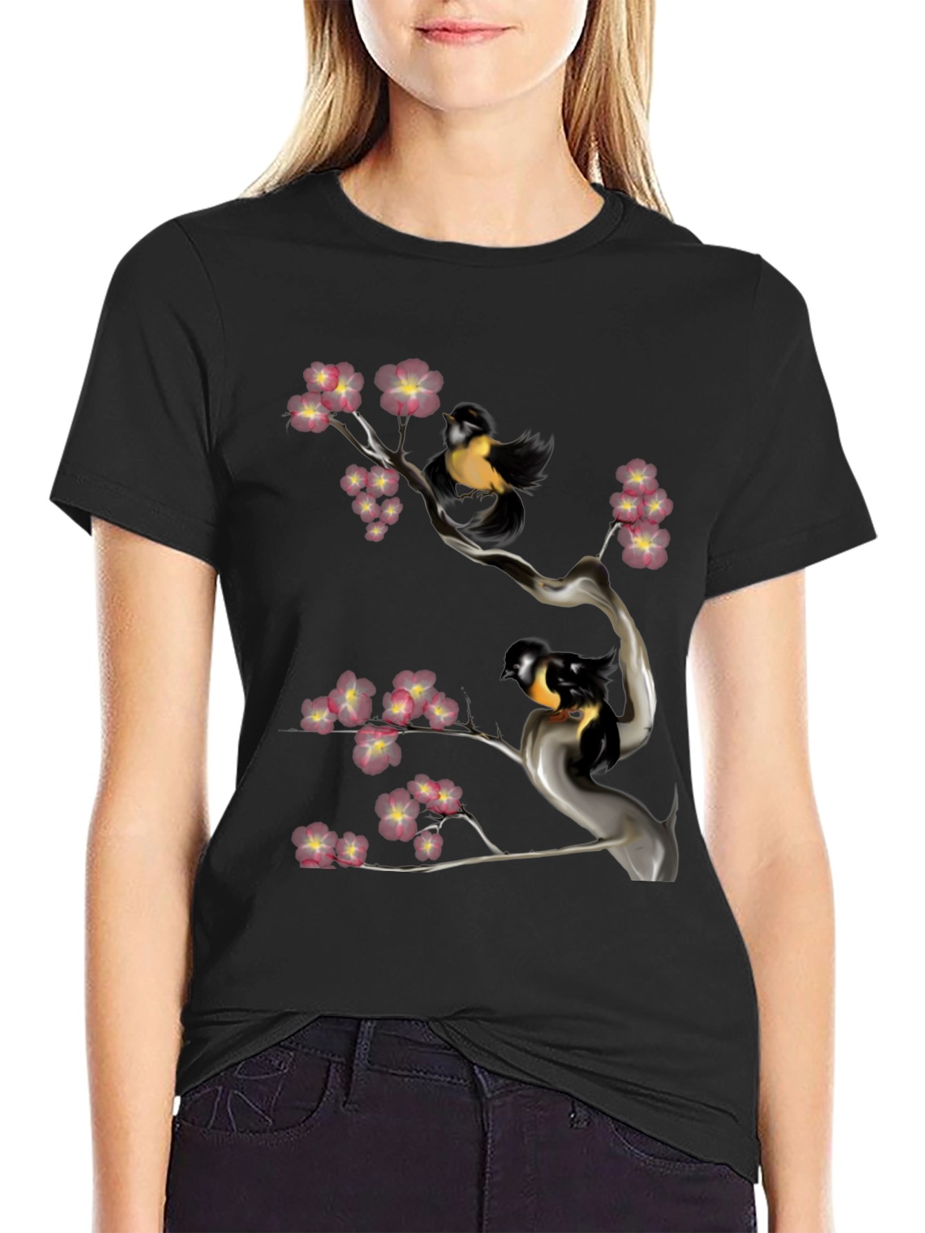 Bird & Cherry Blossom Graphic Tee