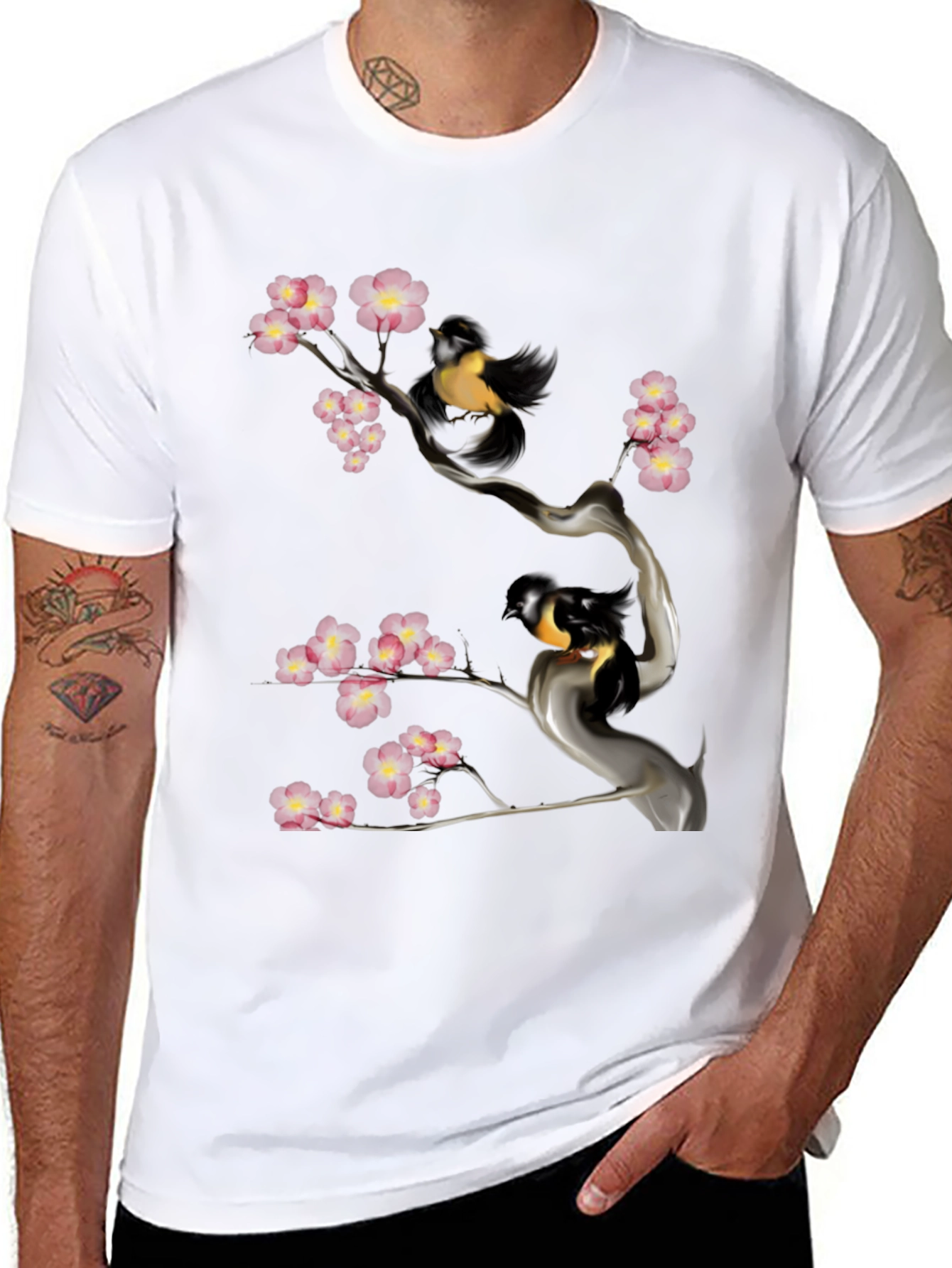 Bird & Cherry Blossom Graphic Tee