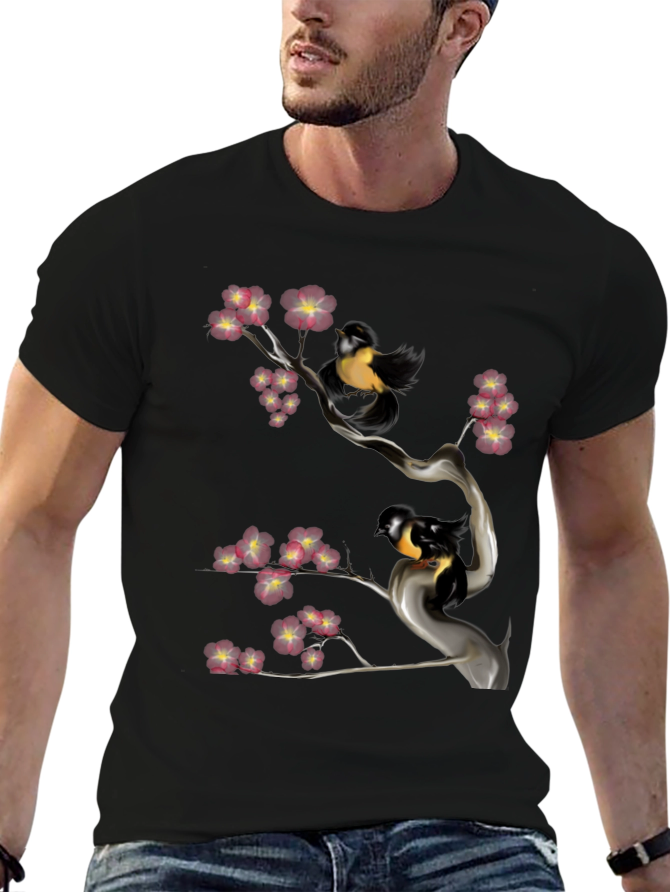 Bird & Cherry Blossom Graphic Tee