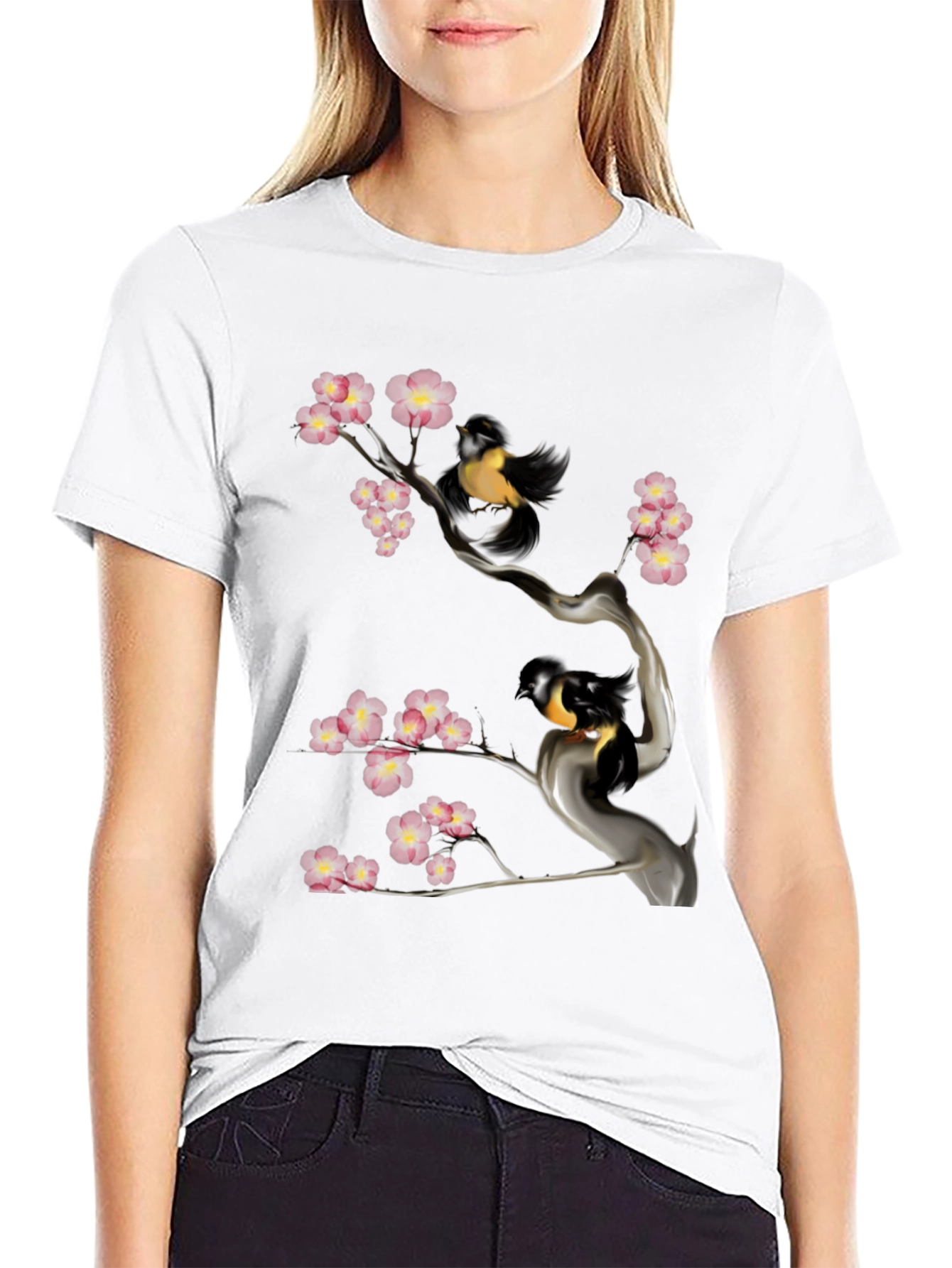 Bird & Cherry Blossom Graphic Tee