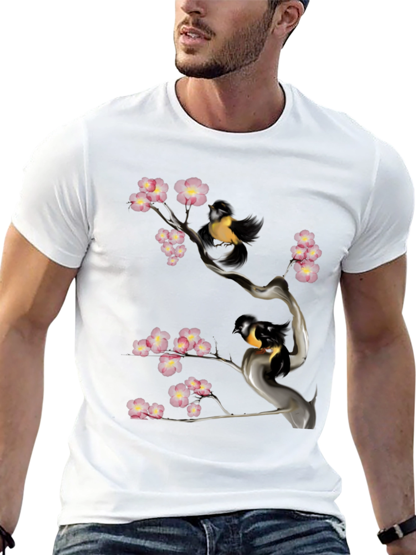Bird & Cherry Blossom Graphic Tee