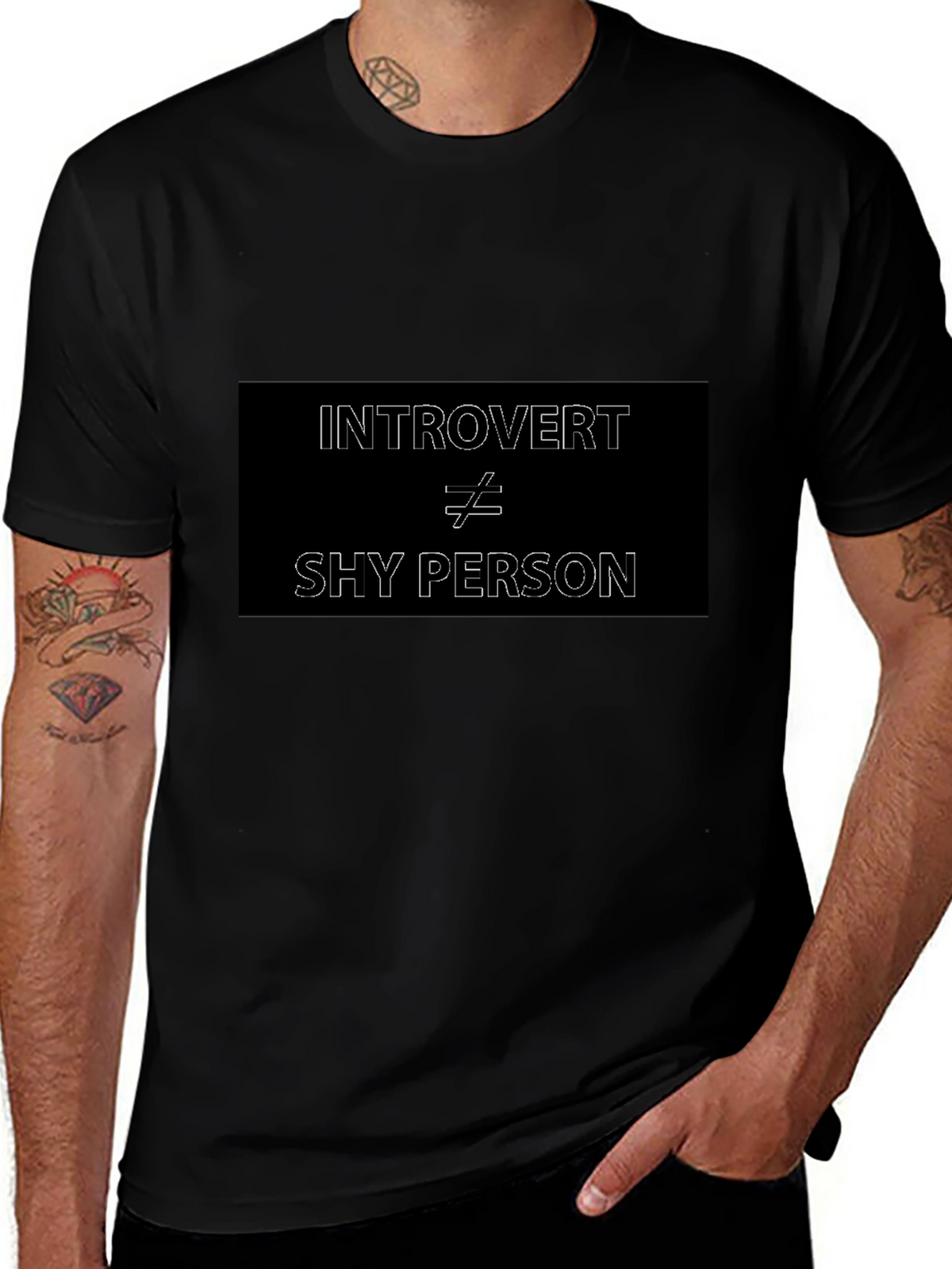 Introvert Not Shy T-Shirt - Mens Black Tee