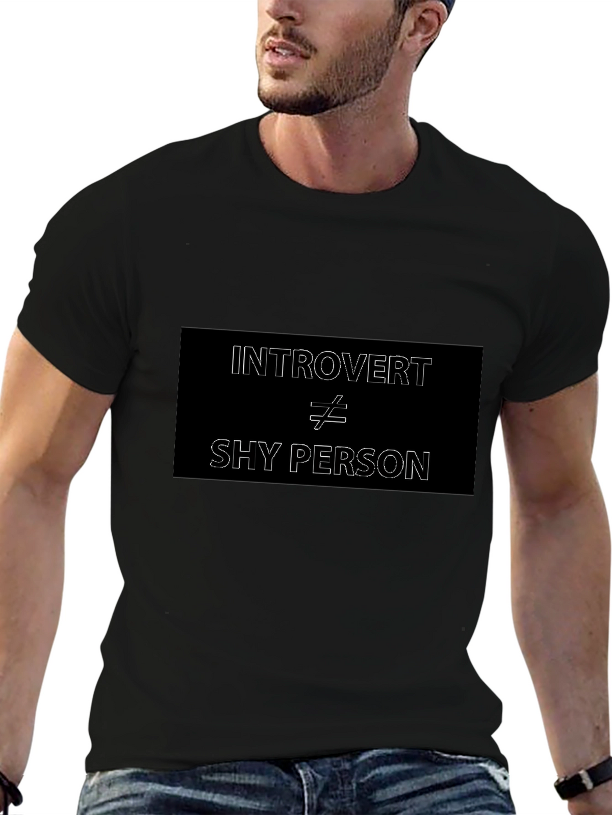 Introvert Not Shy T-Shirt - Mens Black Tee