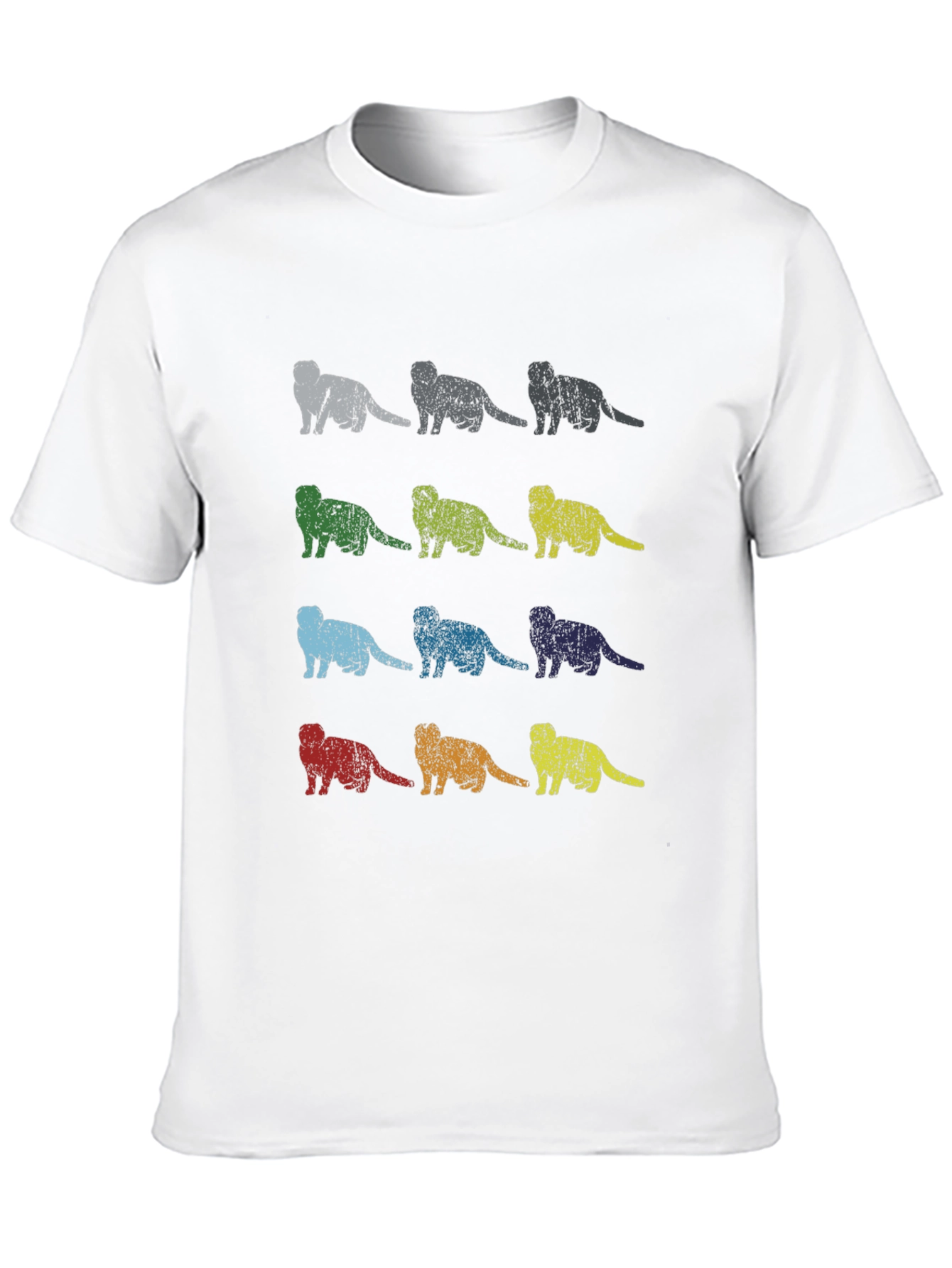 Retro Ferret Pattern Black T-Shirt