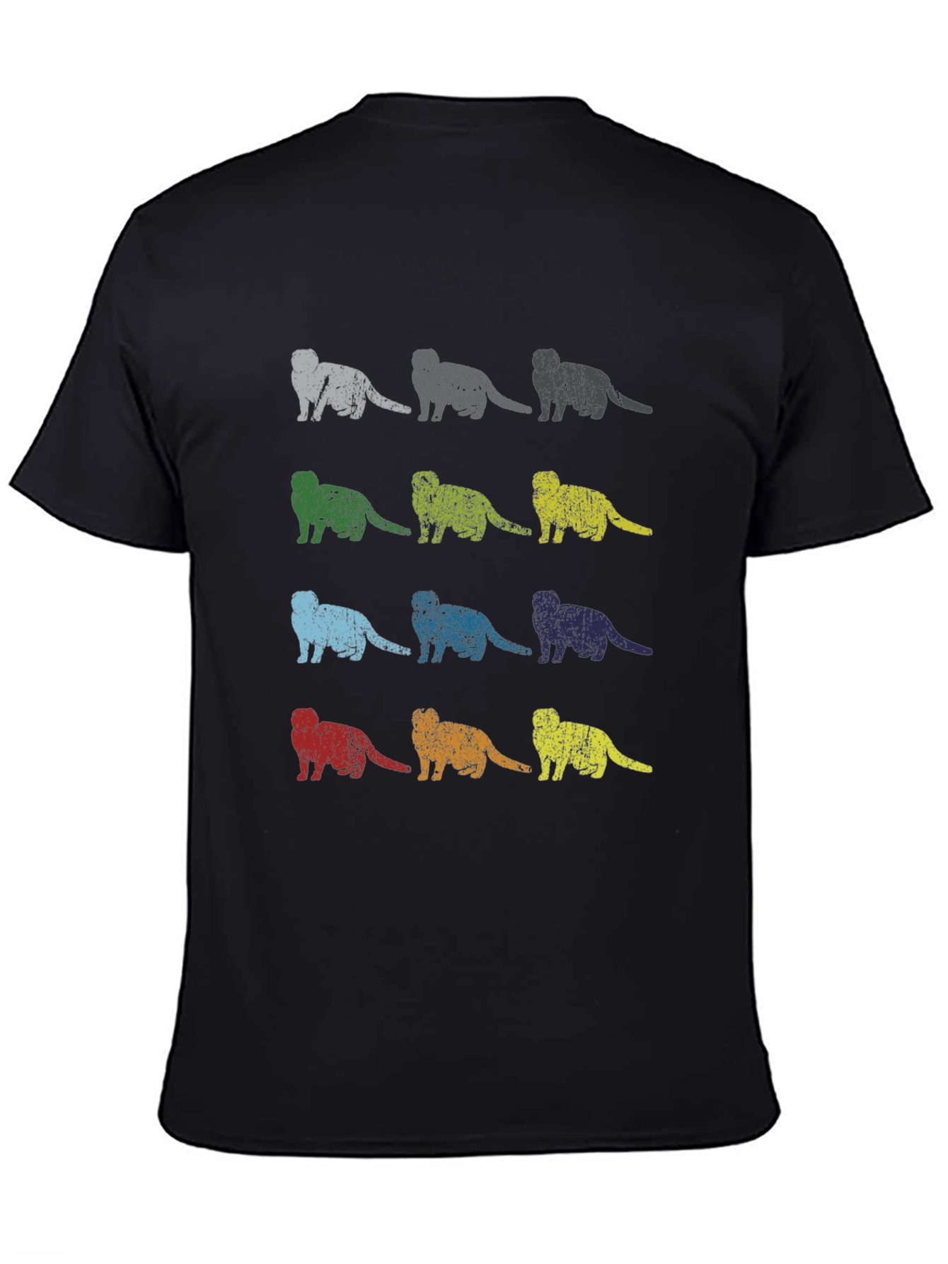 Retro Ferret Pattern Black T-Shirt