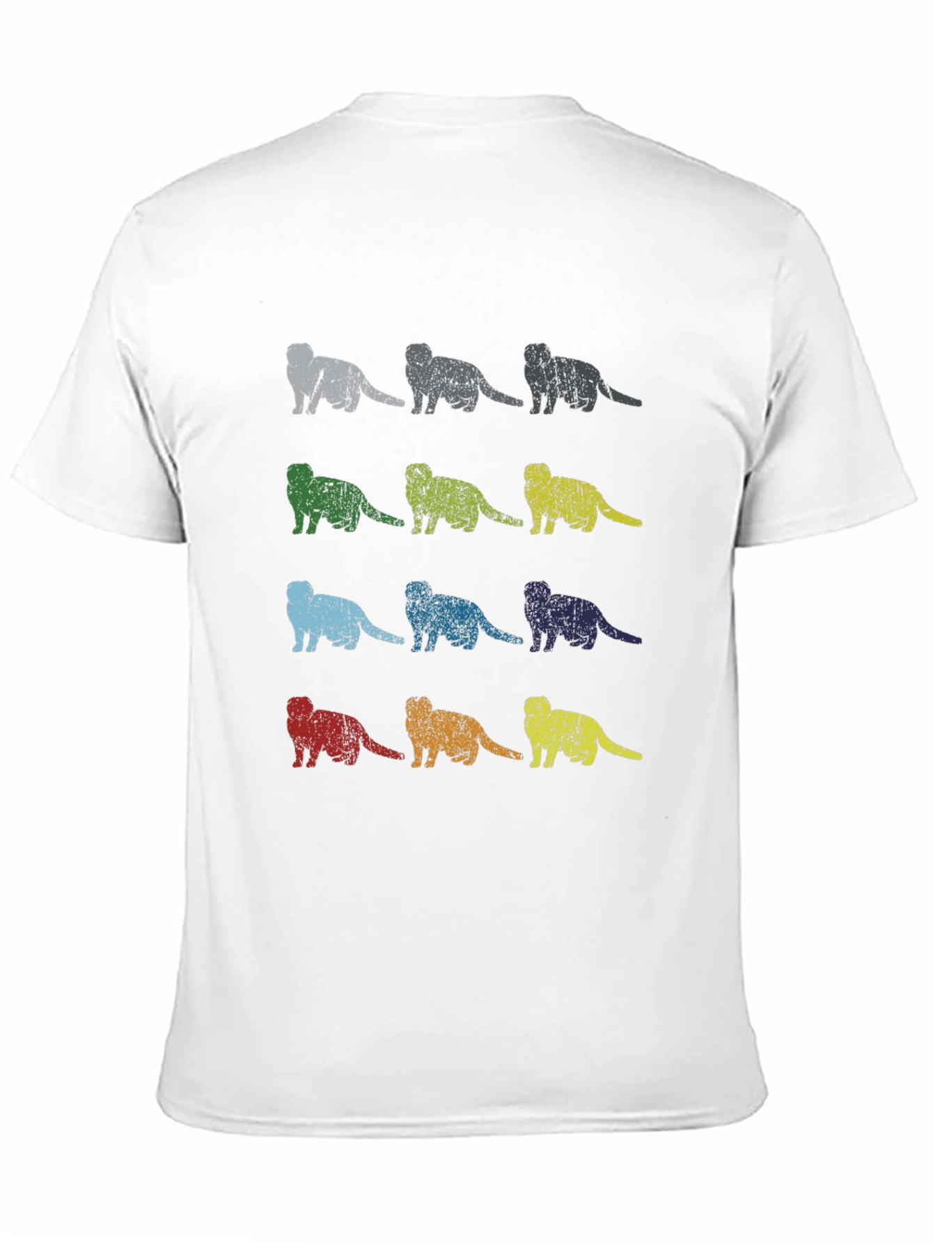Retro Ferret Pattern Black T-Shirt