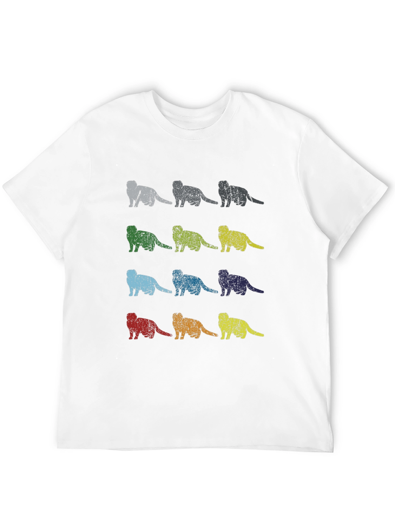 Retro Ferret Pattern Black T-Shirt