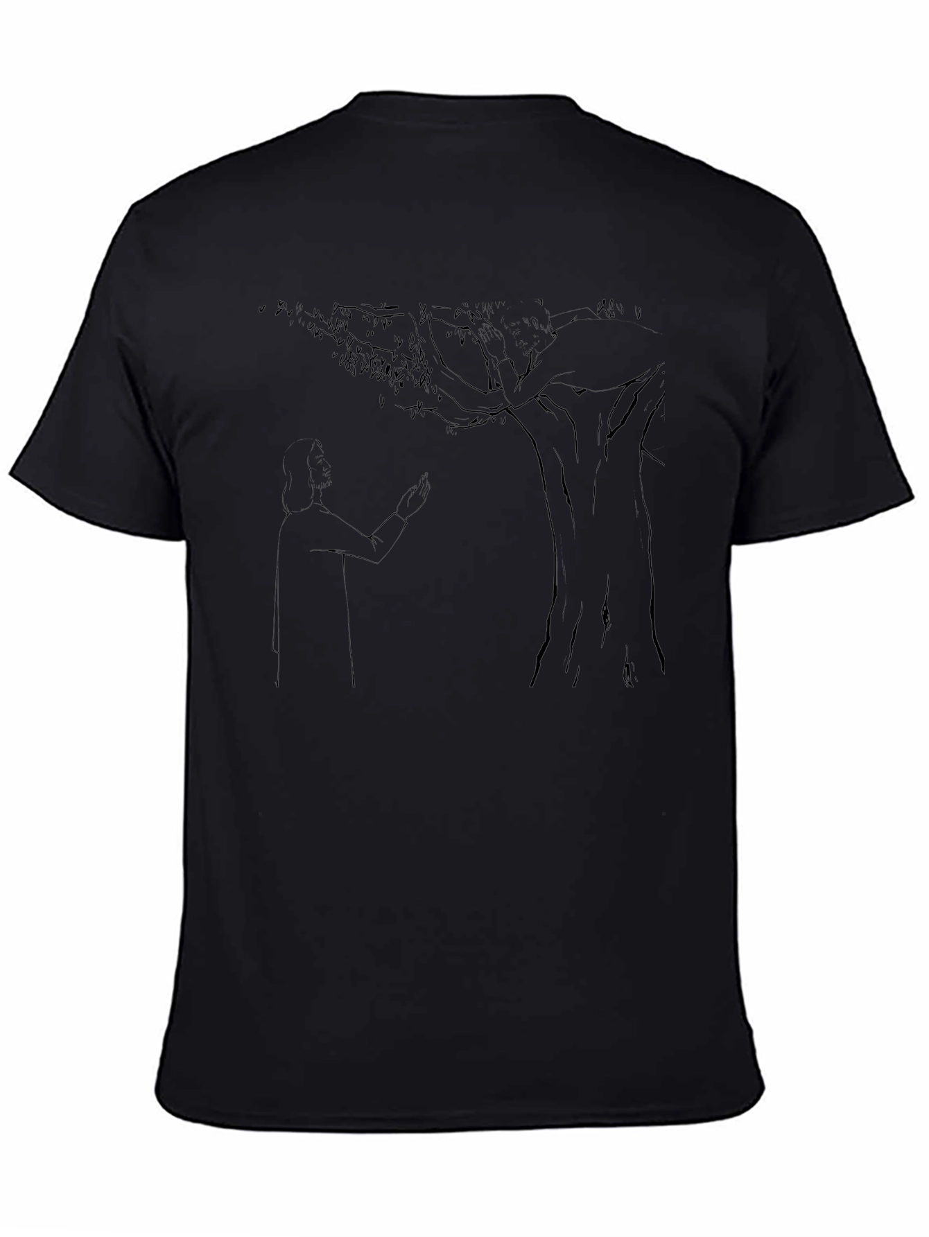 Mans Black T-Shirt with Nature Graphic
